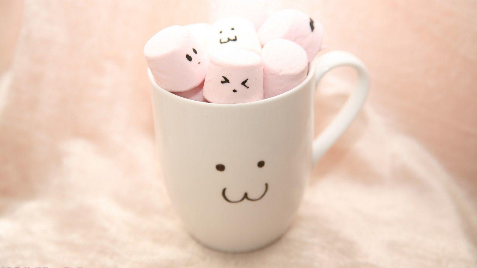 1600x900 Download 1600x900 Cute Cup Marshmallow Wallpaper