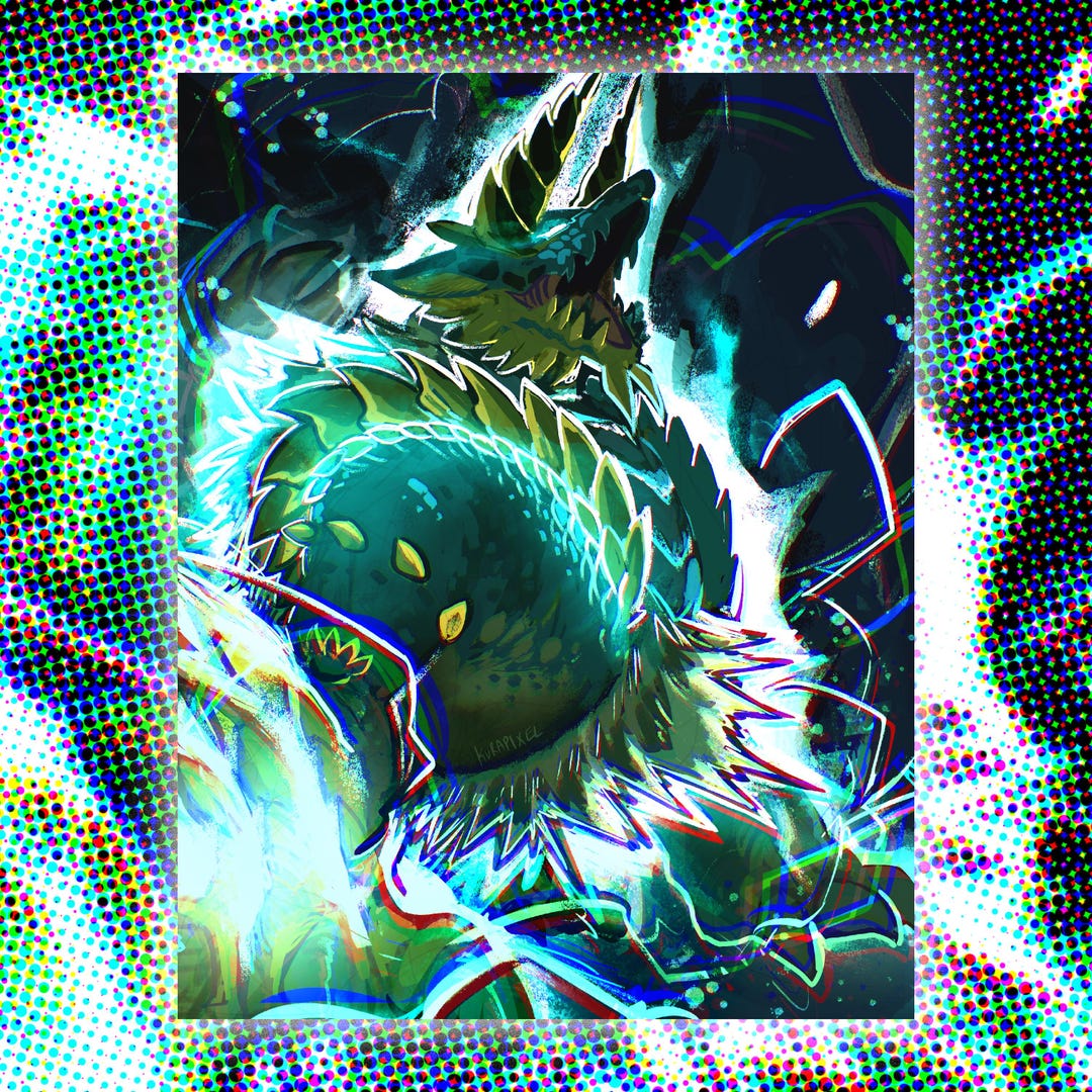 1080x1080 Zinogre Monster Hunter Print 8.5x11 Artwork Fan Art Gift for Fans Room Decor