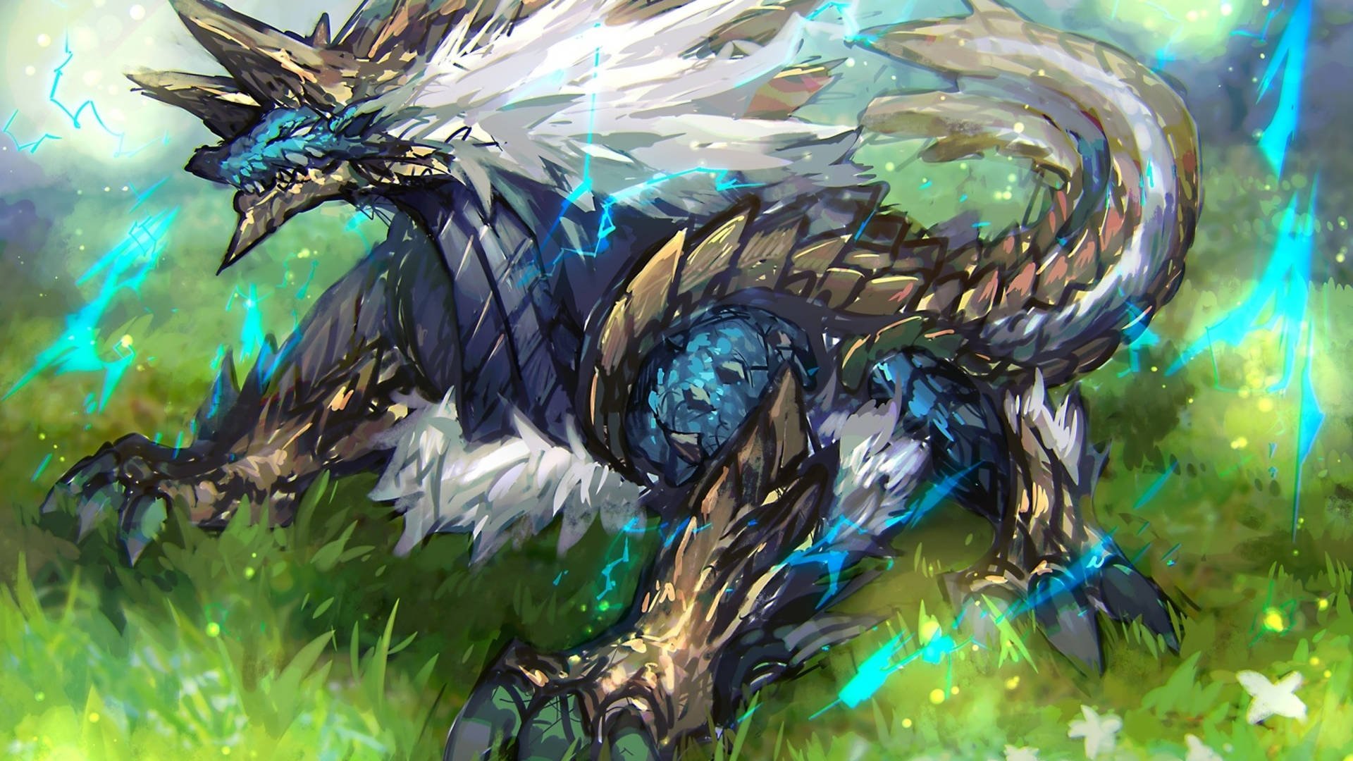 1920x1080 Monster Hunter Zinogre On Grass Wallpaper