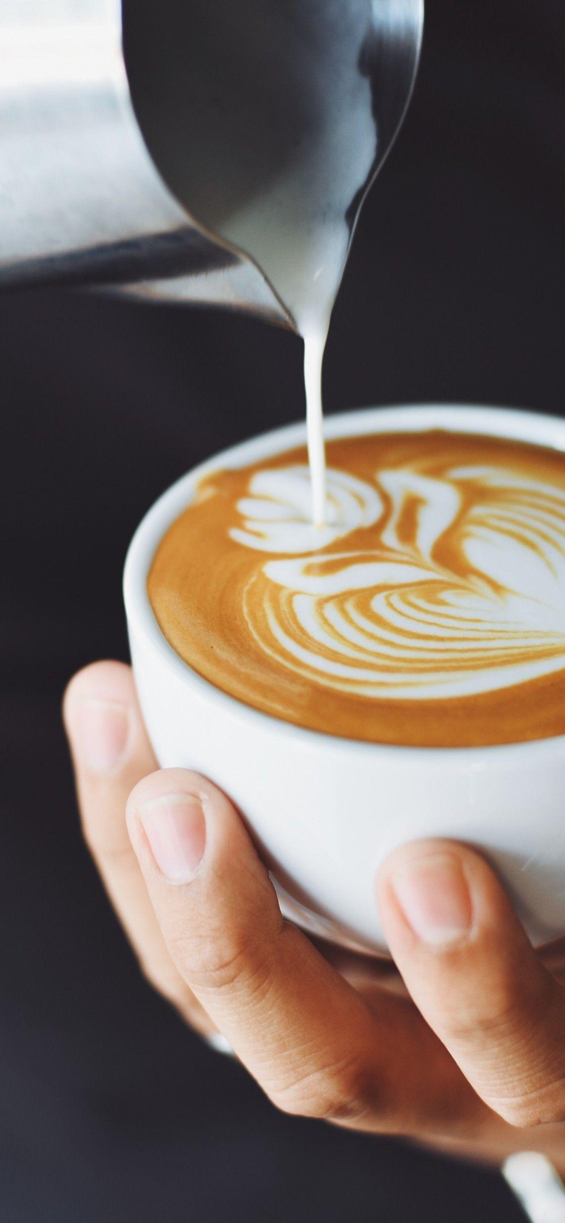 1125x2436 Download 1125x2436 Coffee Art, Milk, Foam, Cinnamon, Drinks, Cup