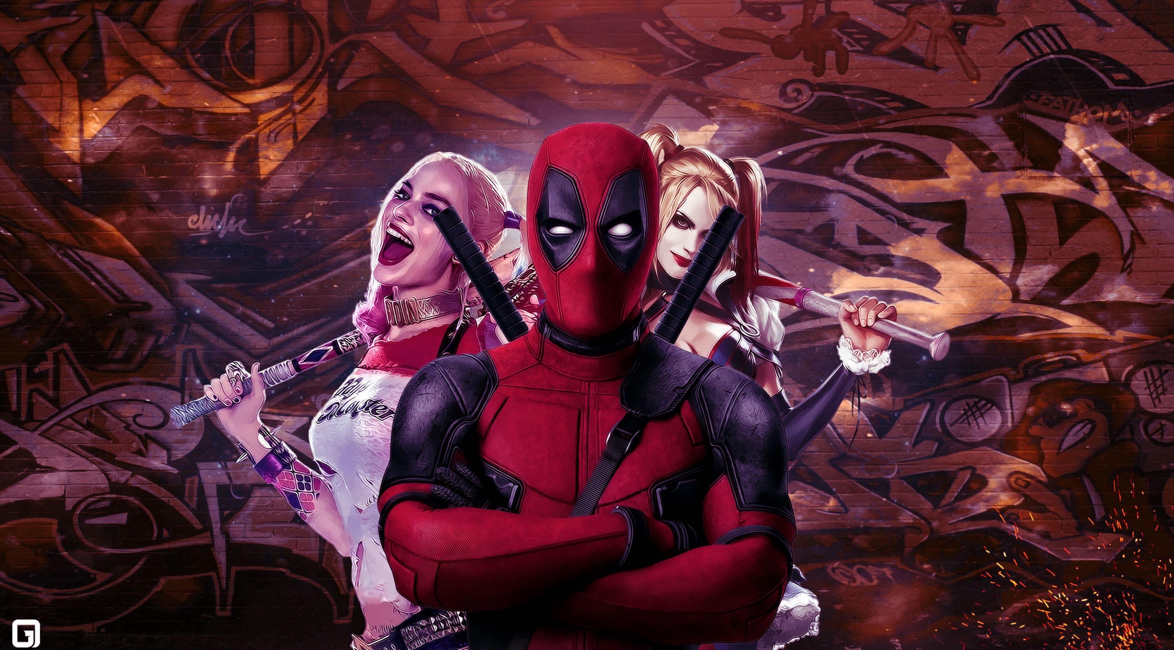 3840x2128 #Artwork, #Harley Quinn, K, #Deadpool. Mocah.org HD