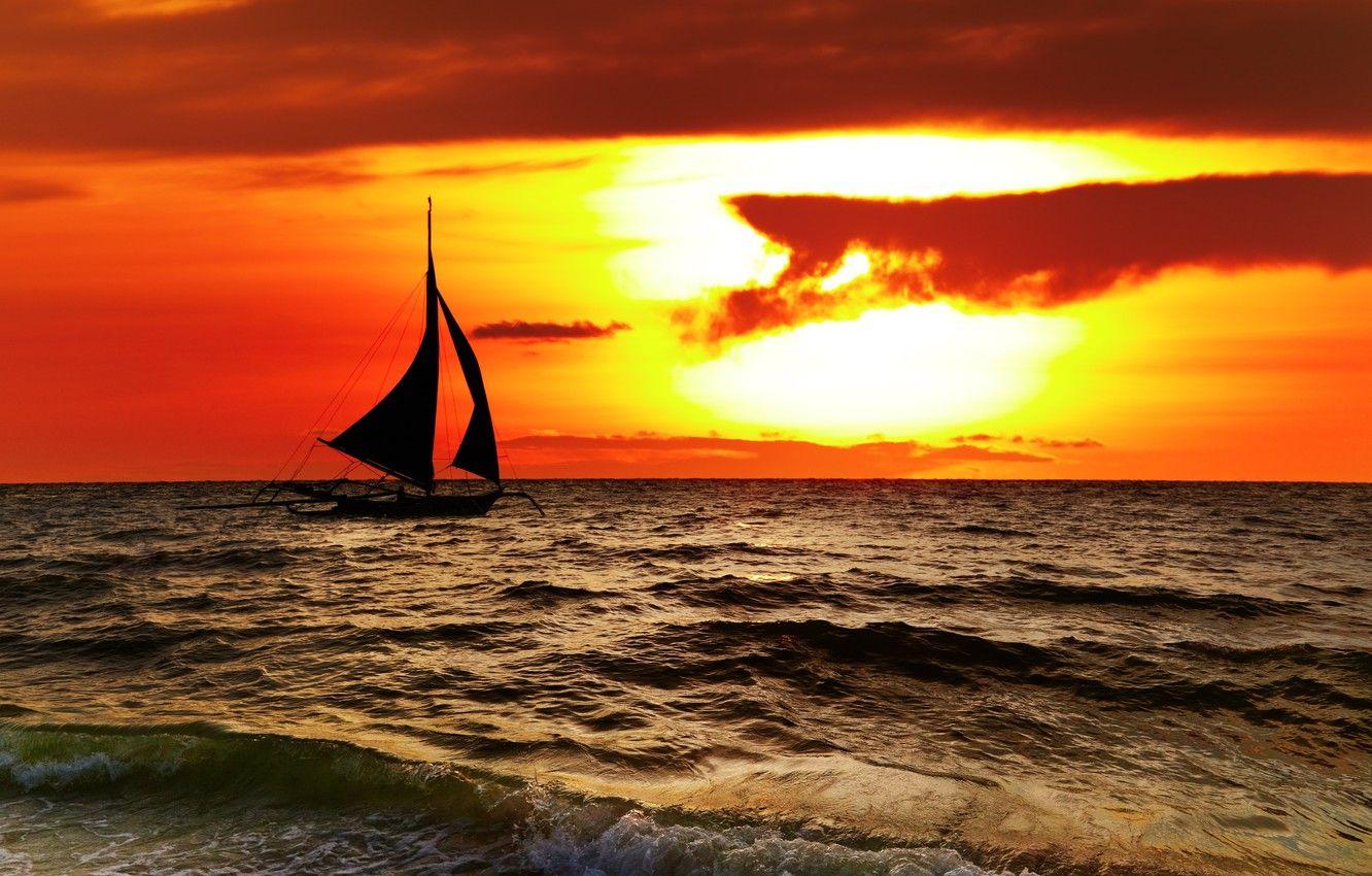1332x850 Wallpaper sea, the sky, clouds, landscape, nature, sailboat