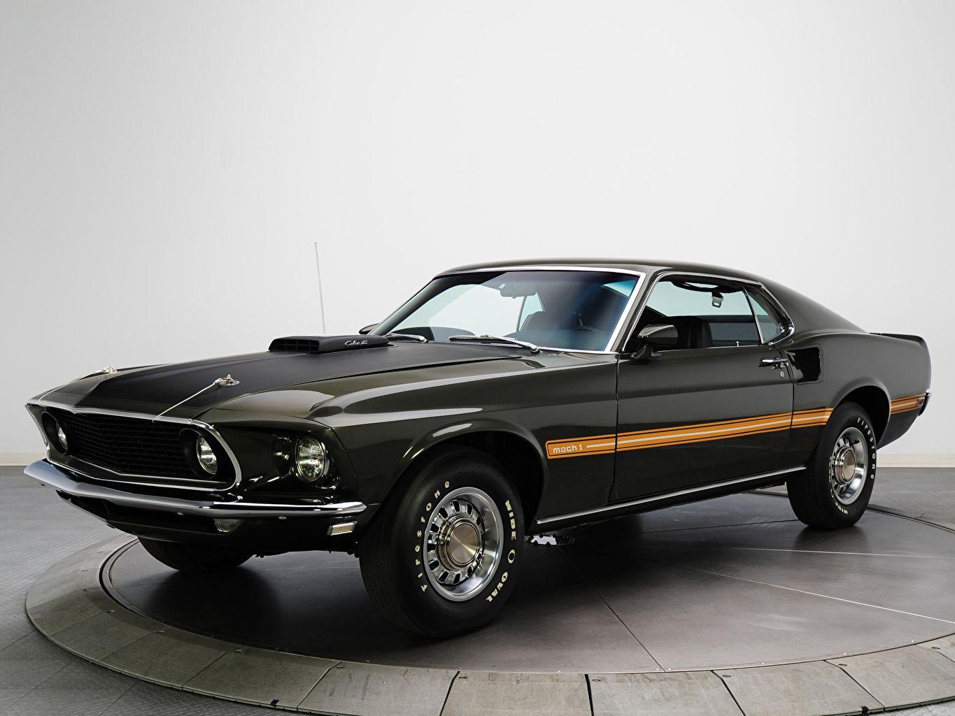 1365x1024 Picture Ford Mustang mach 1 Cobra jet 1969 Black Cars