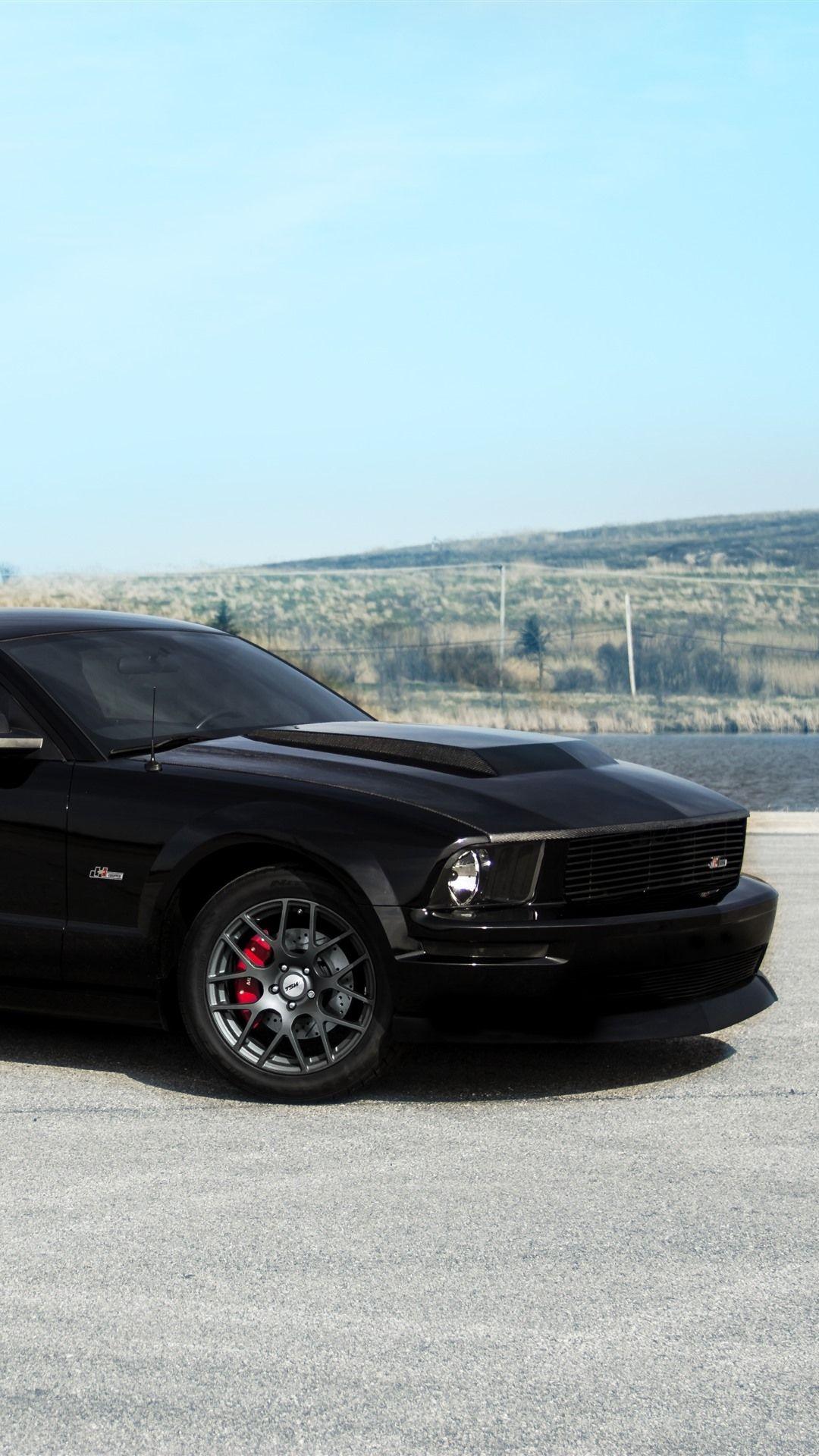 1080x1920 Ford Mustang GT black supercar side view 1242x2688 iPhone 11 Pro