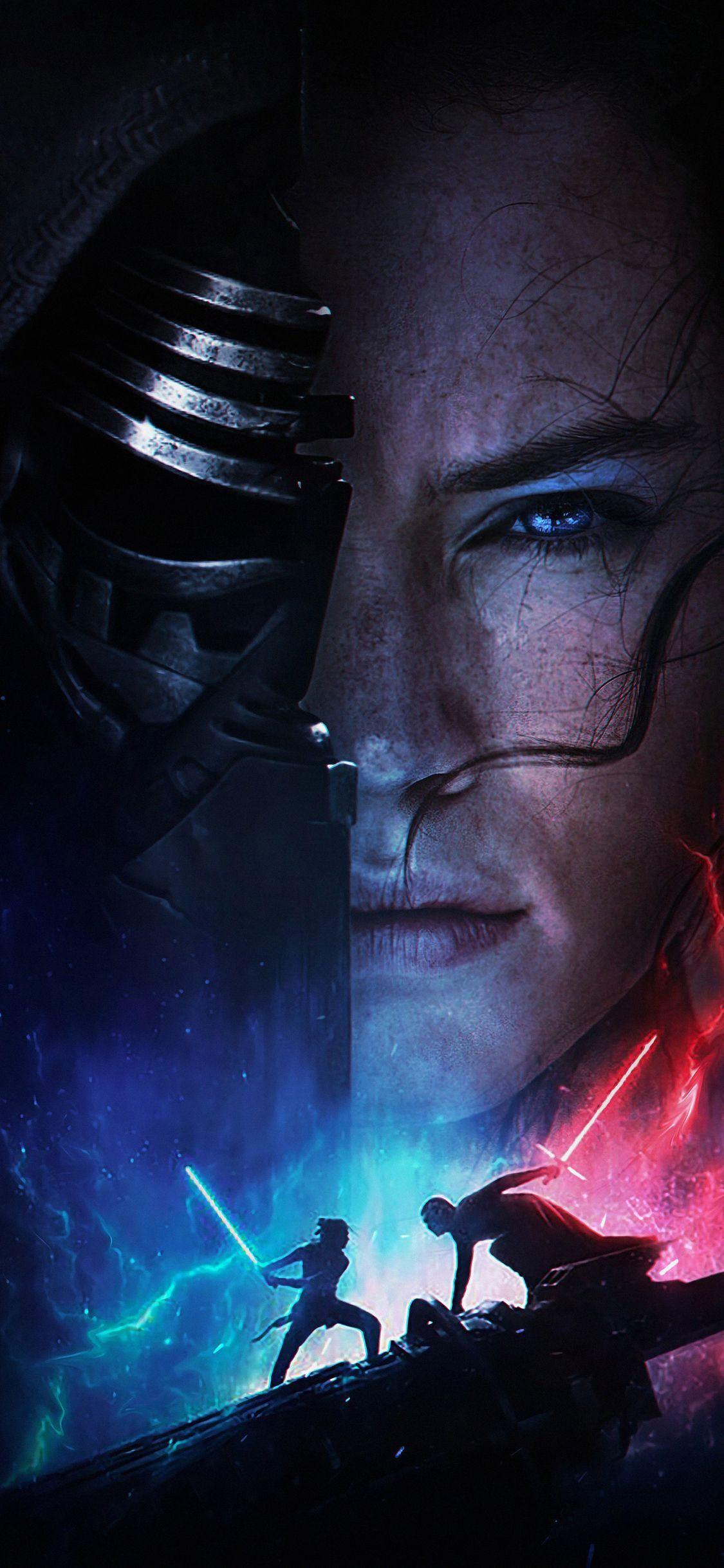1125x2436 Rey Vs Kylo Ren Star Wars The Rise Of Skywalker 2019
