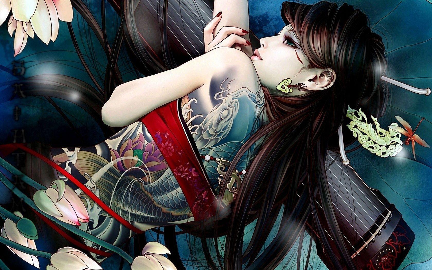1680x1050 Fantasy Tattoo Wallpaper. Fantasy tattoos, Chinese art girl
