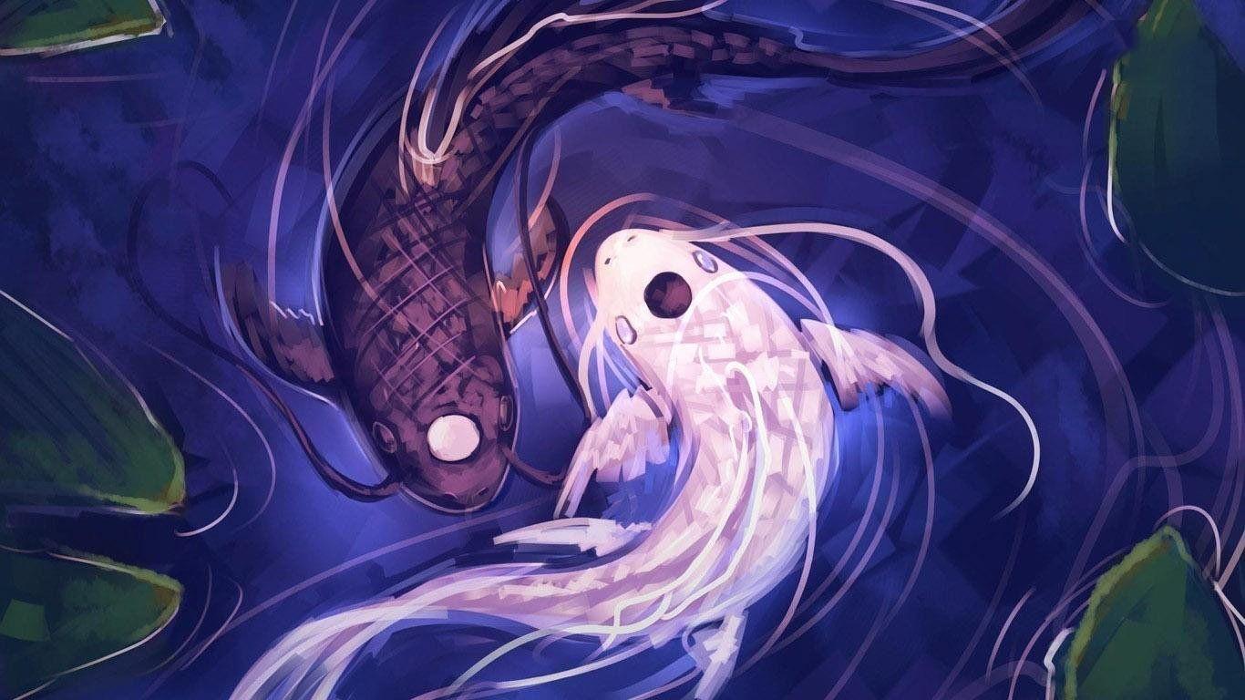 1366x768 Aesthetic Desktop Wallpaper Koi Fish