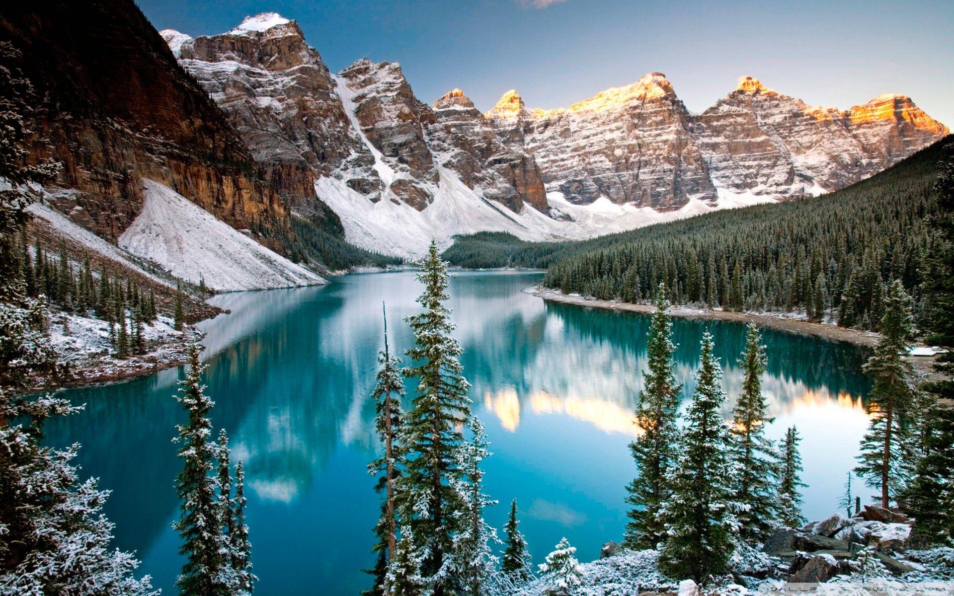 1920x1200 Free download Winter Moraine Lake Alberta Canada 4K HD Desktop