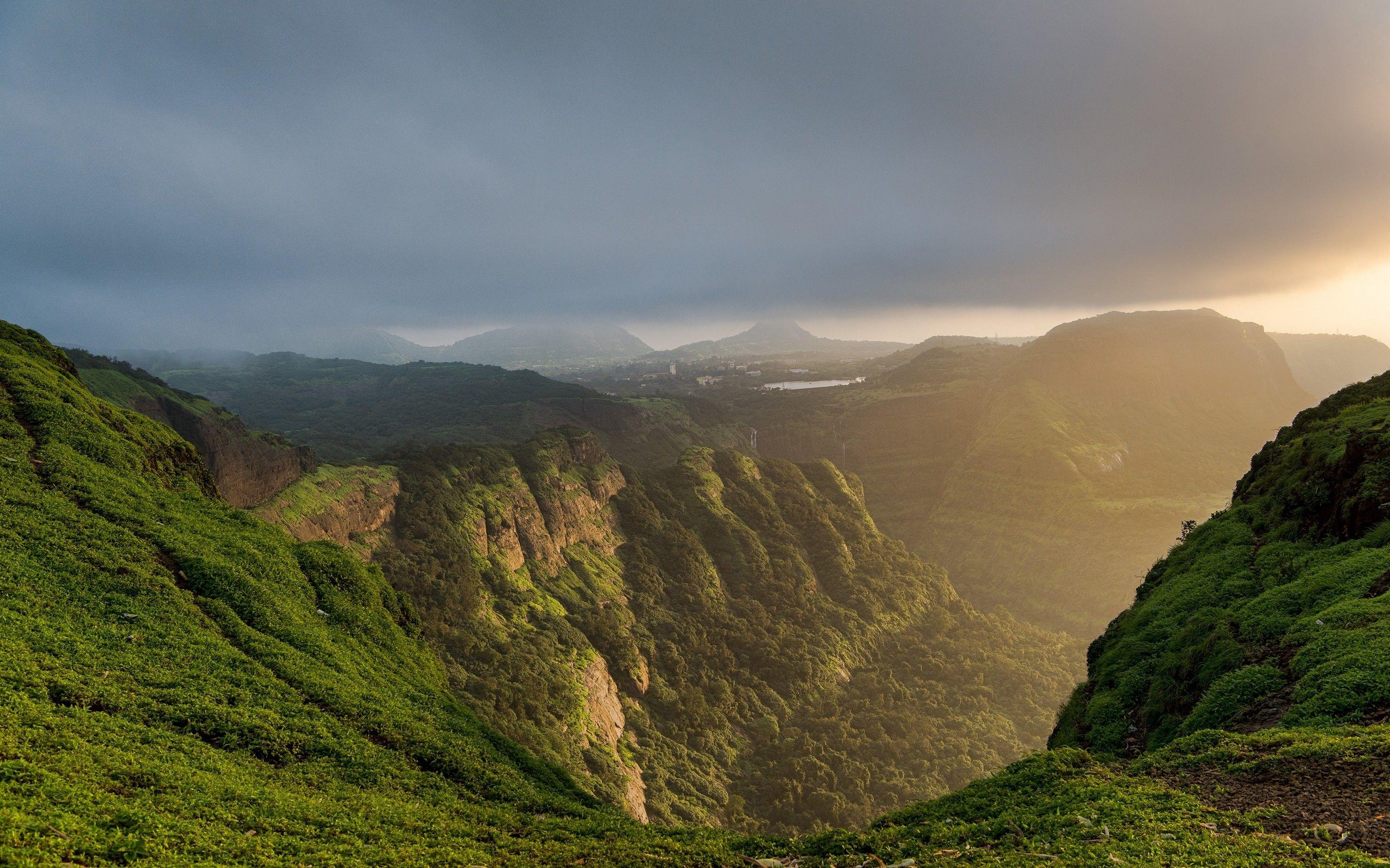 3000x1875 nature, Landscape, Mountain, Canyon, Forest, Sun Rays, Mist