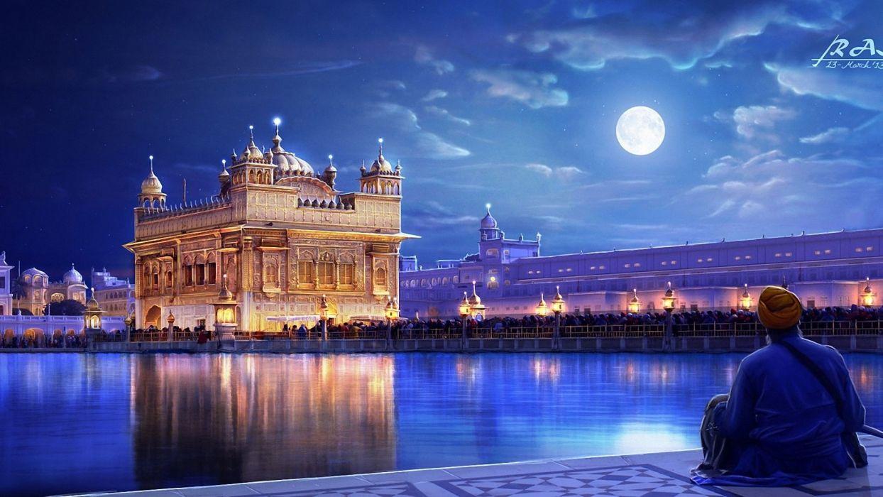 1244x700 India the golden temple sky amazing beautiful moon landscape water