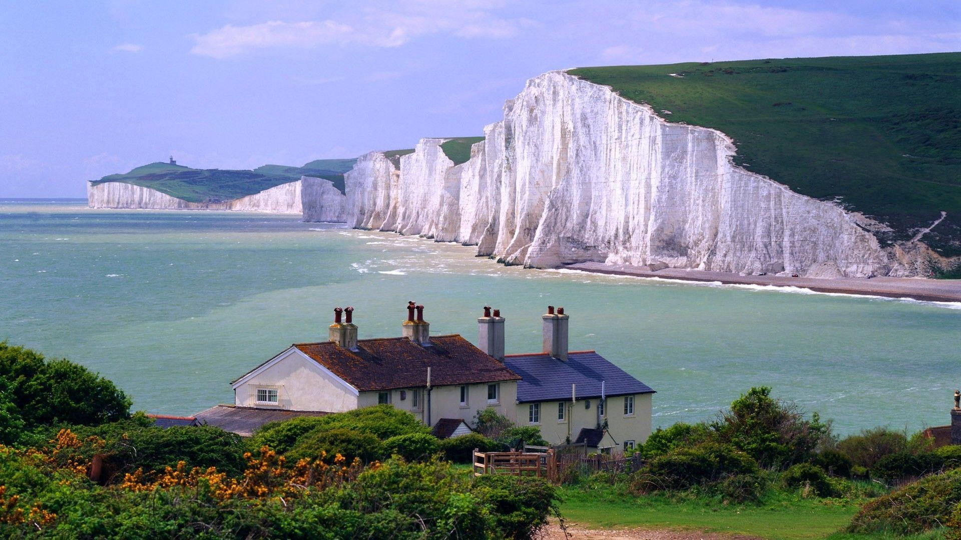 1920x1080 nature, Landscape, Cliff, England, Seven Sisters, Coast, Sea