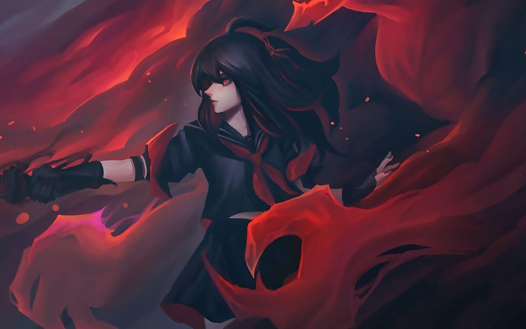 1680x1050 Girl With Sword Red Eyes Background Anime Original