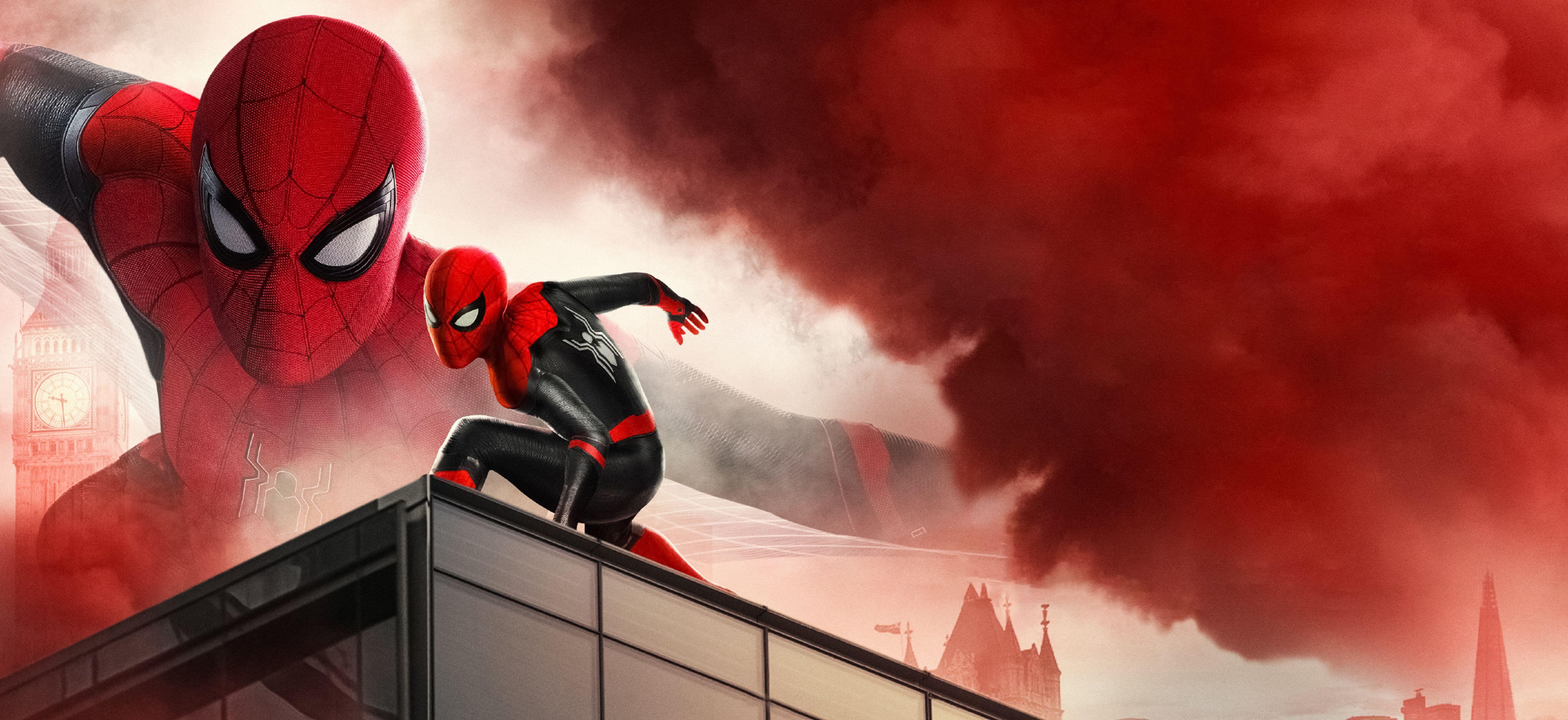 5000x2295 Spider Man: Far From Home 4K Wallpaper, Red, Movies