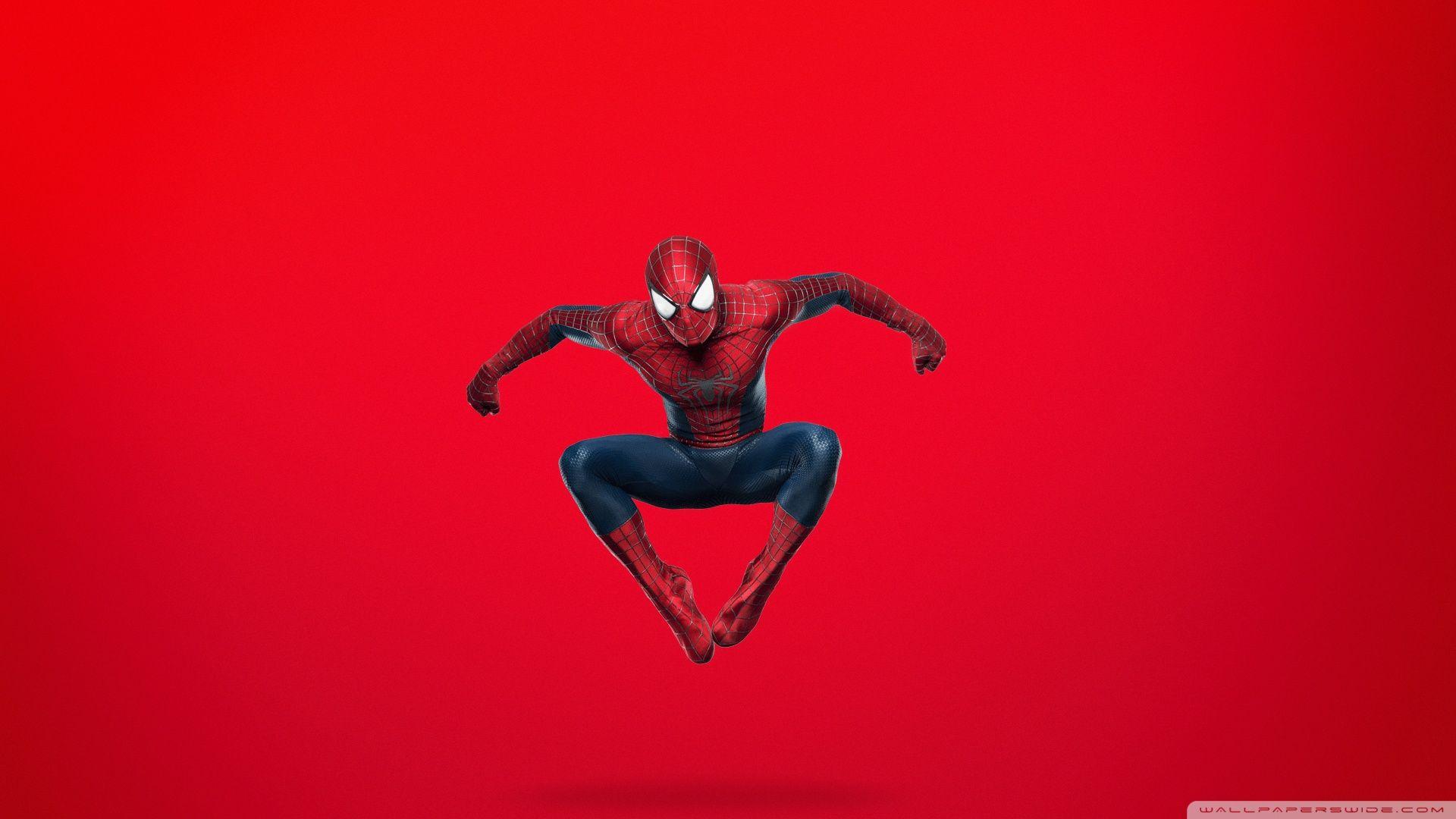 1920x1080 Download Spider Man Jumping (Red Background) UltraHD Wallpaper