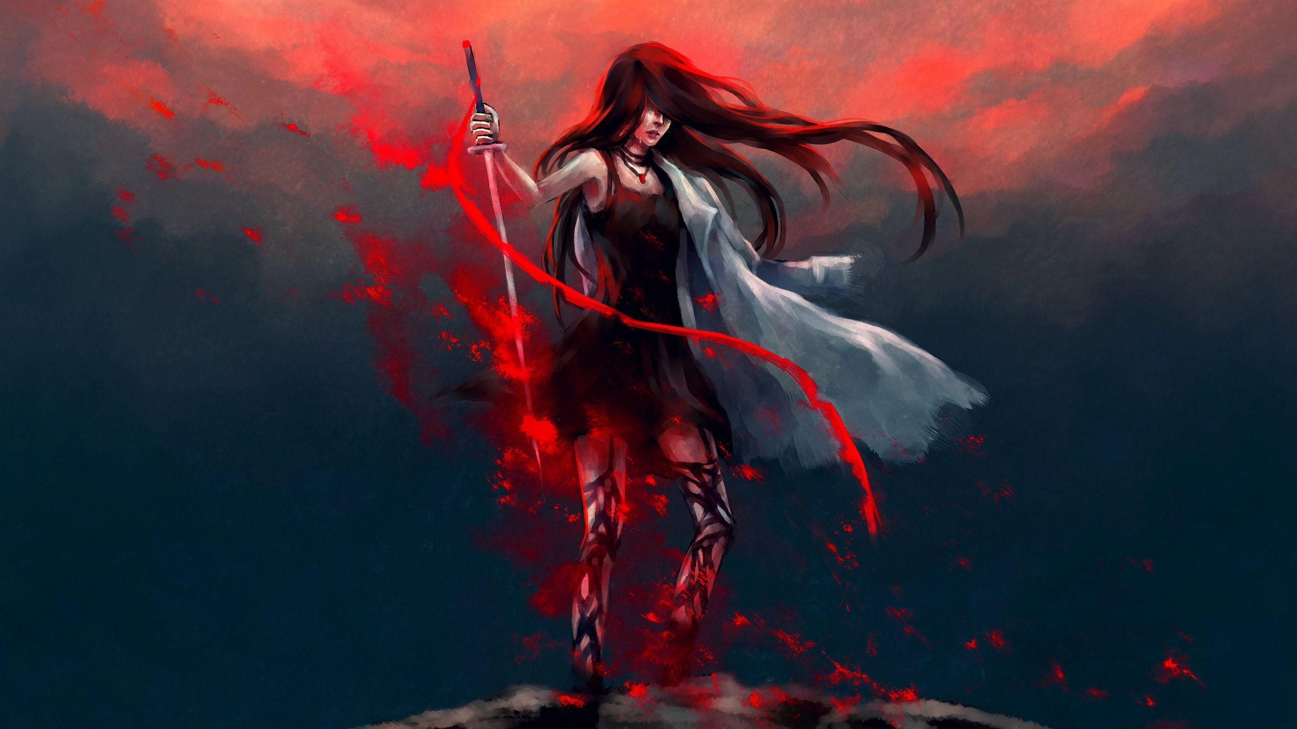 2560x1440 Katana Art Wallpaper