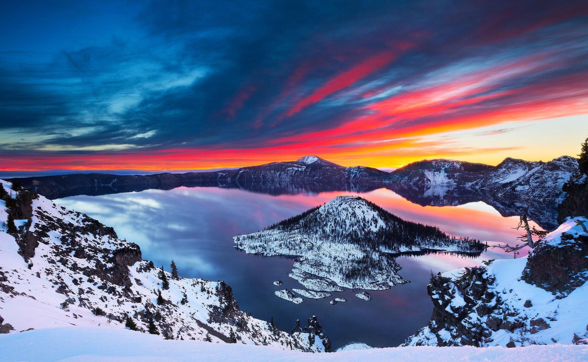 2048x1263 Wallpaper Crater Lake National Park, Cascade Mountains, HD, Nature