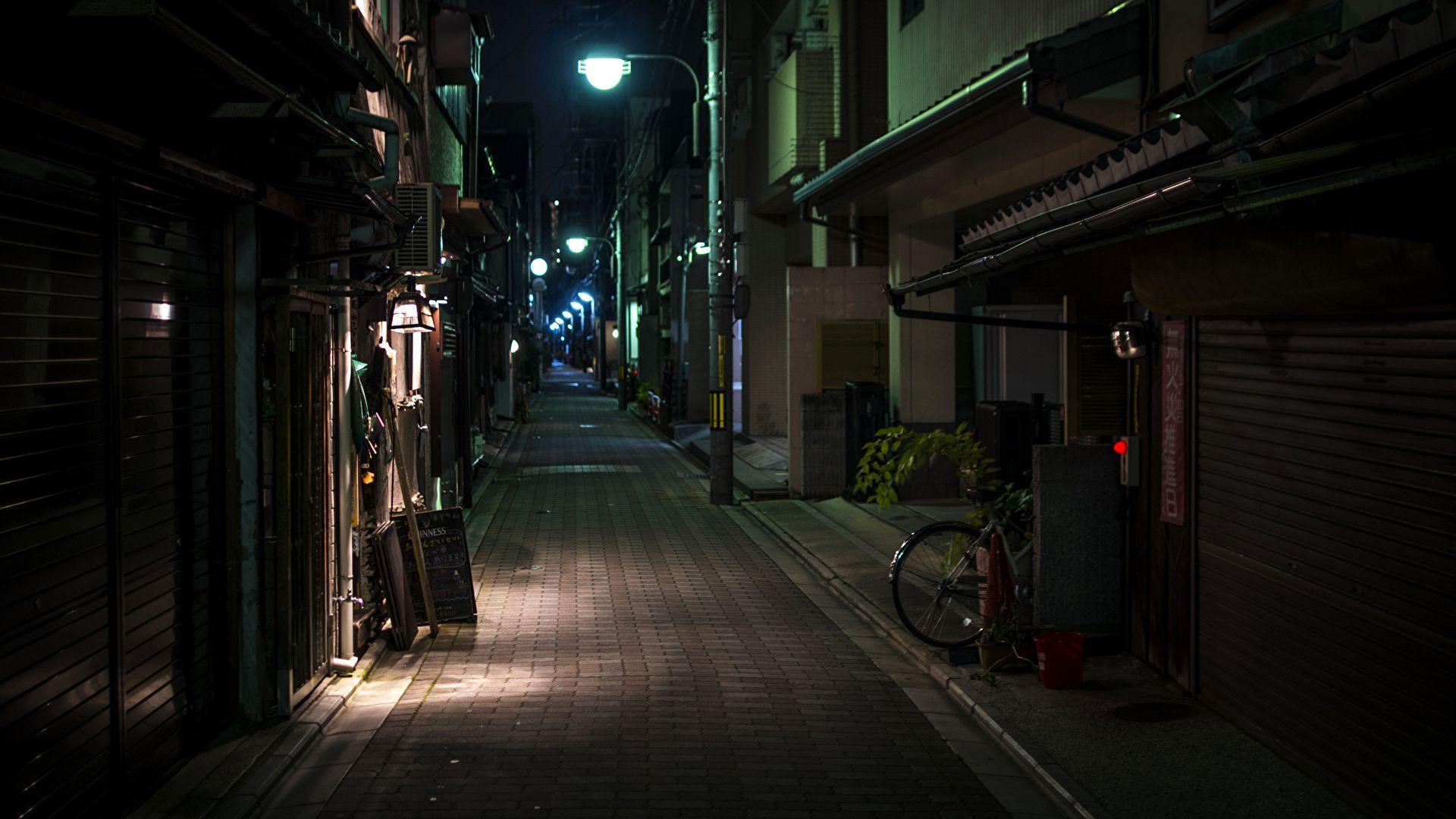1920x1080 Photos Kyoto Japan Street night time Cities Houses 1920x1080