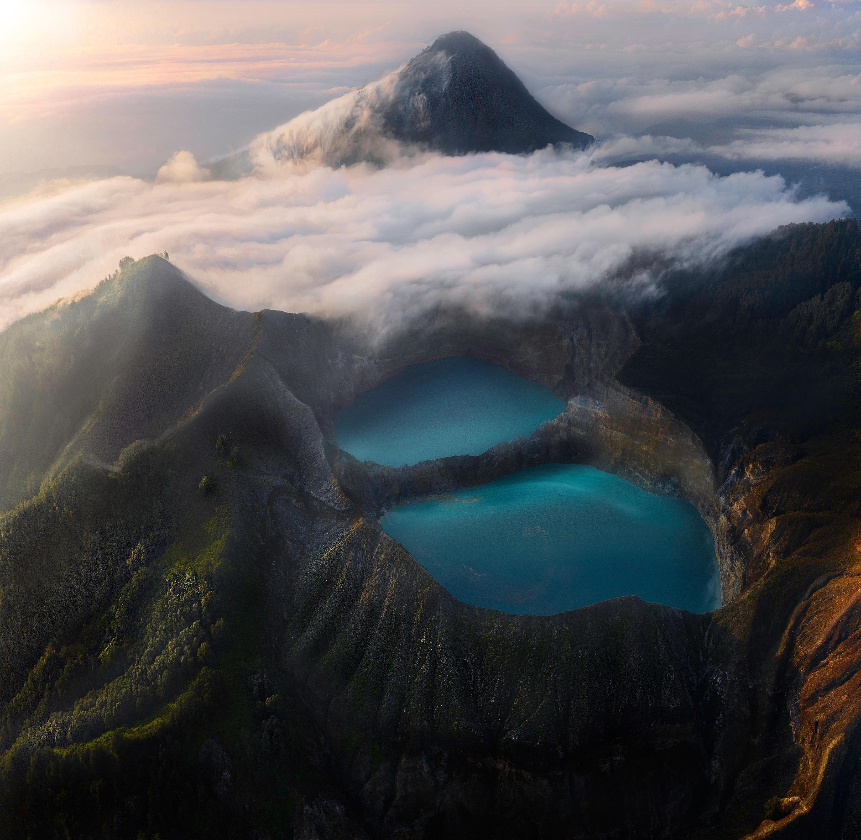 3279x3200 Wallpaper Crater Lake, Kelimutu National Park, Volcano, Indonesia