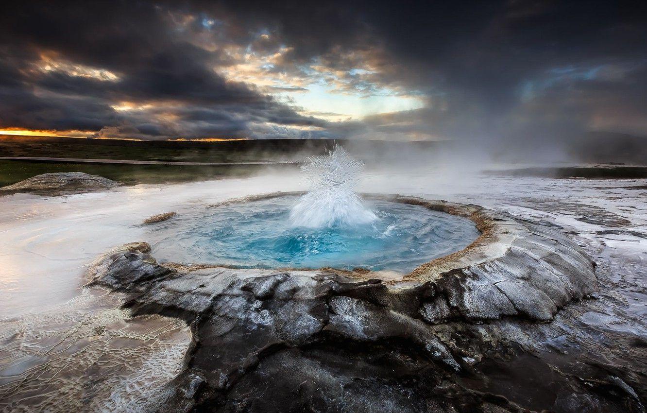 1332x850 Wallpaper the sky, water, sunset, nature, the volcano, glacier