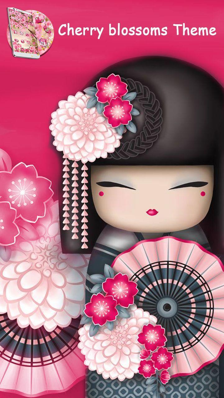 720x1280 Cherry Blossom cartoon style. #flower #Japanese #art #pink #cute. Chinesas, Estilo chinês, Estilo