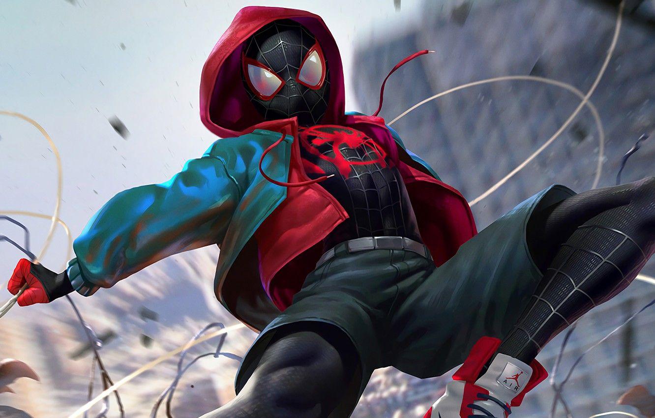 1332x850 Wallpaper Costume, AIR, Spider Man, Spider Man, Teen, Miles Morales, Miles Morales, Into The Spider Verse Image For Desktop, Section фантастика