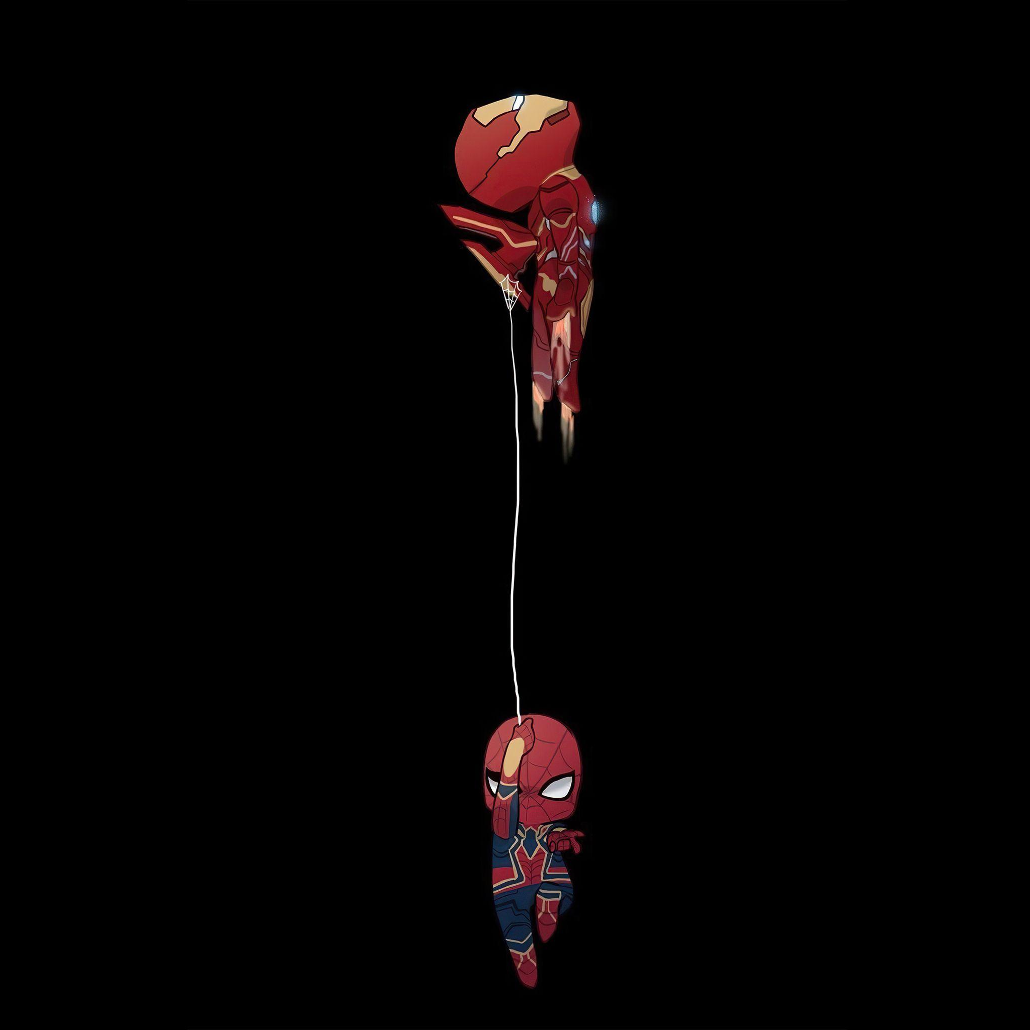 2048x2048 Chibi Iron Man And Spiderman iPad Air HD 4k Wallpaper