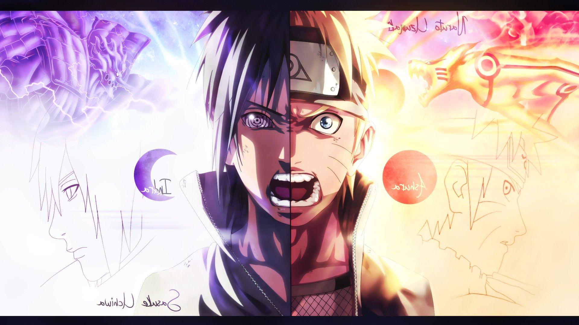 1920x1080 Naruto Shippuuden, Uzumaki Naruto, Uchiha Sasuke, Kurama, Anime