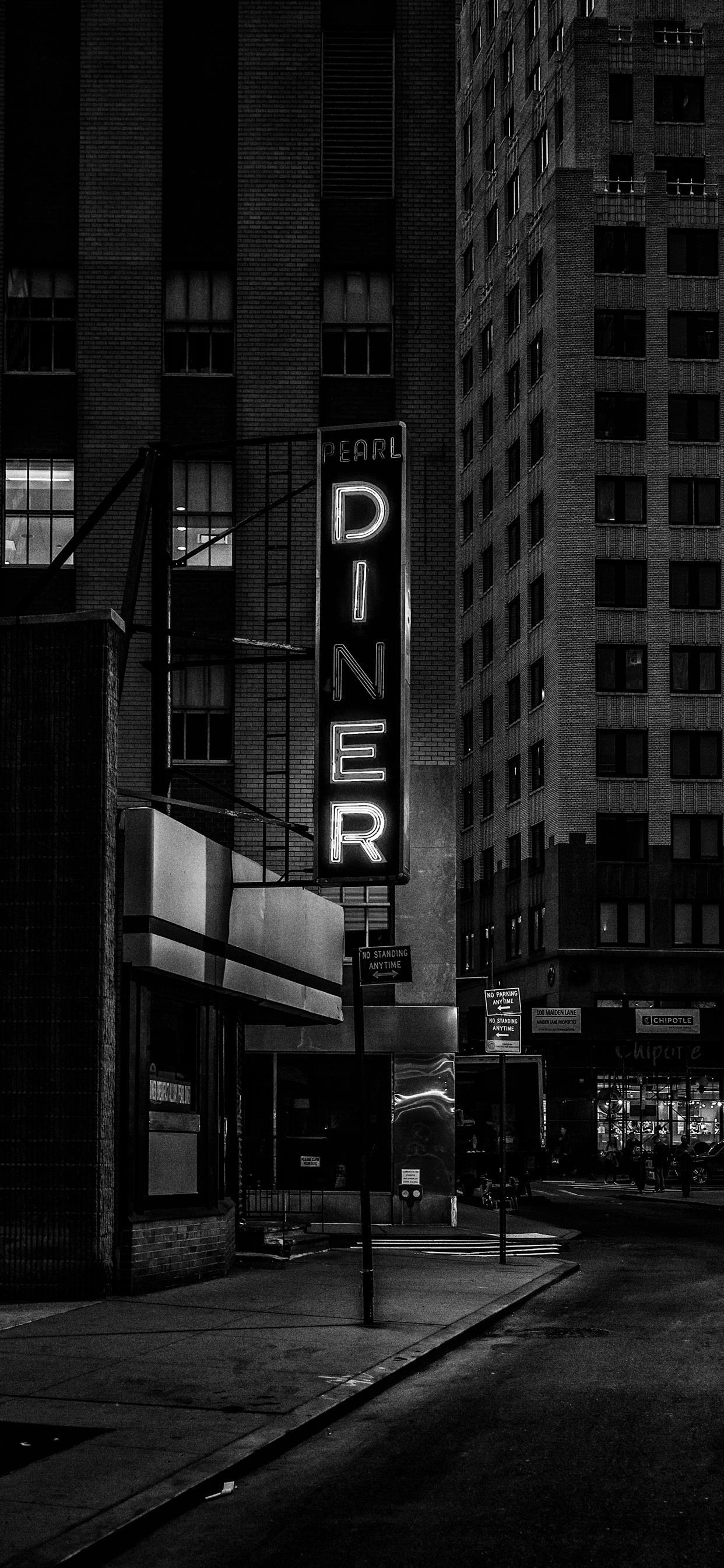 1242x2688 diner sign financial district iPhone X Wallpaper Free Download