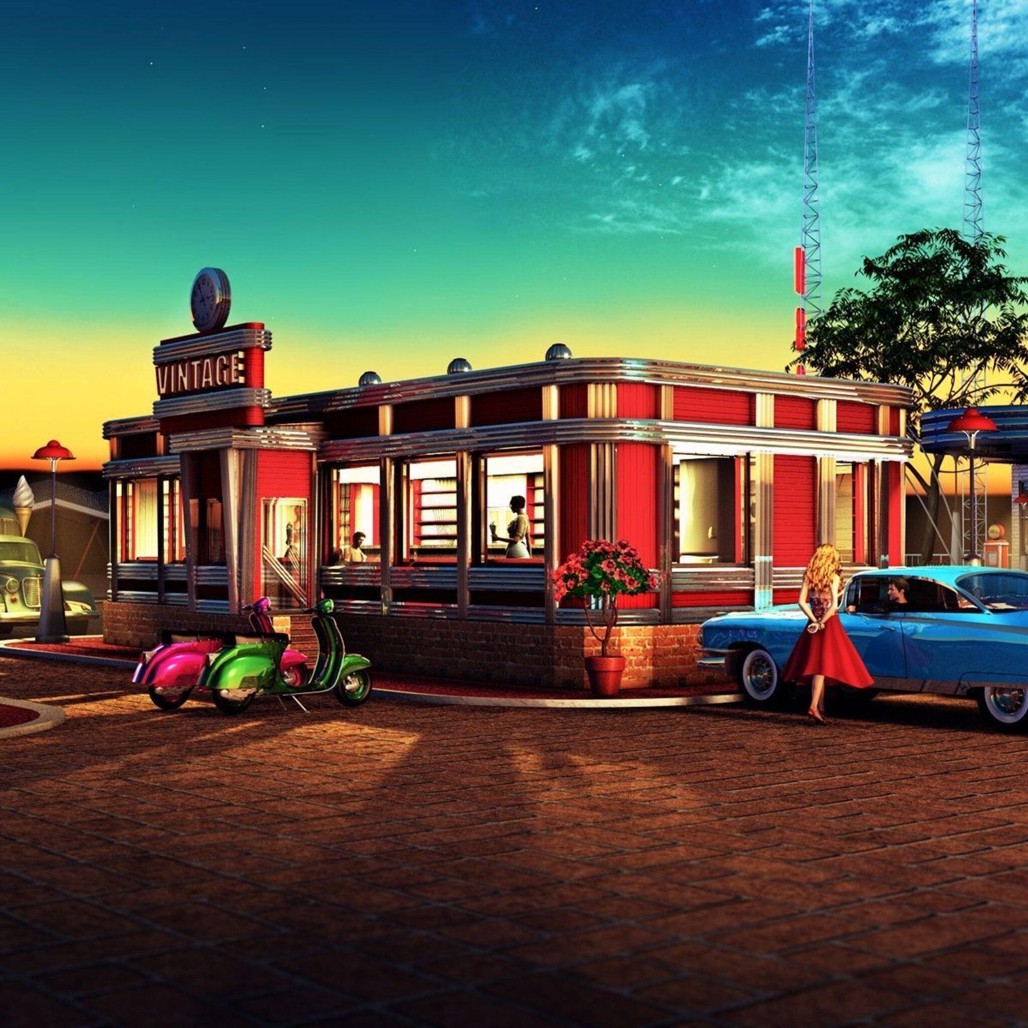 2048x2048 Retro Diner iPad Air HD 4k Wallpaper, Image, Background, Photo and Picture