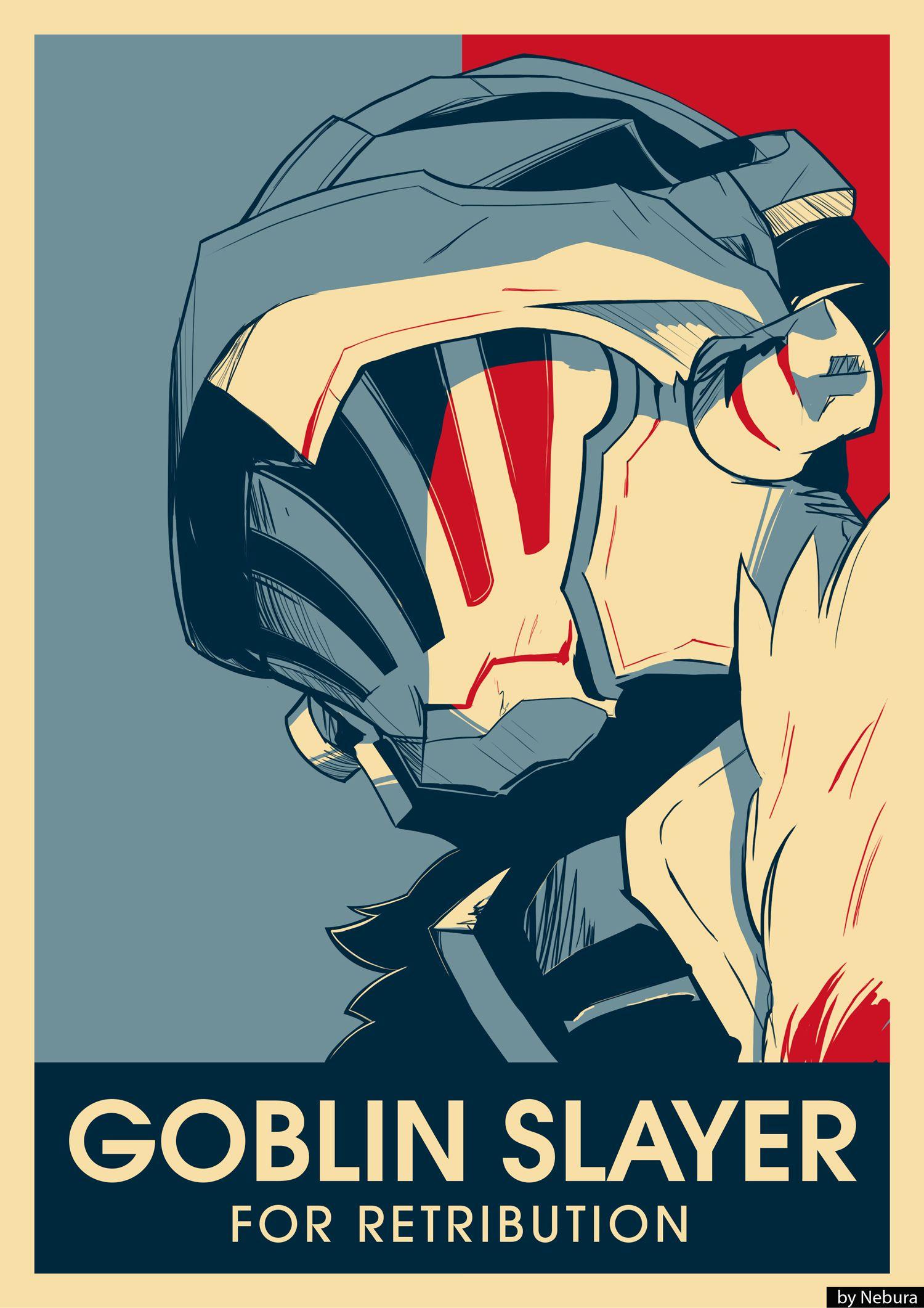 1500x2122 Goblin Slayer poster with the style of Shepard Fairey