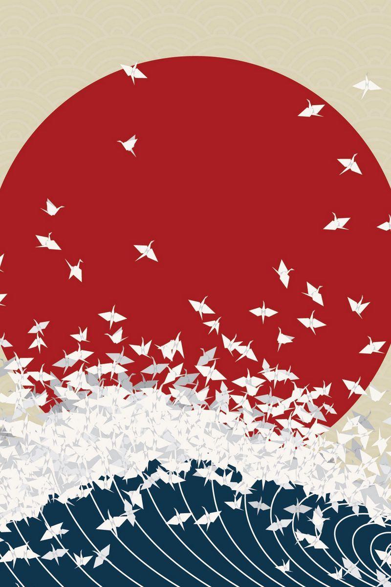 800x1200 Download wallpaper 800x1200 minimalism, origami, japan, rising sun