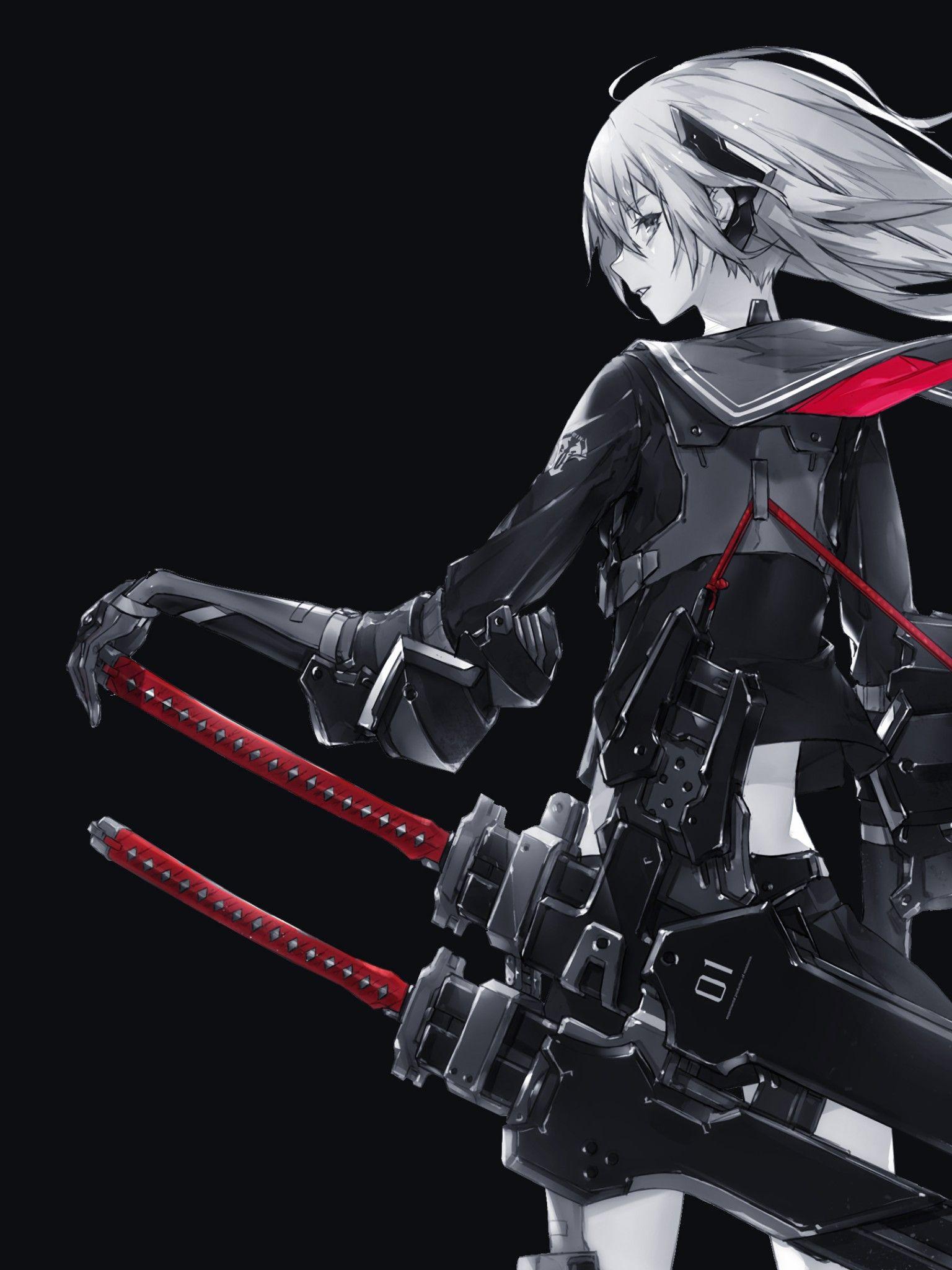1536x2048 Wallpaper Katana girl, Anime girl, 4K, Anime,. Wallpaper