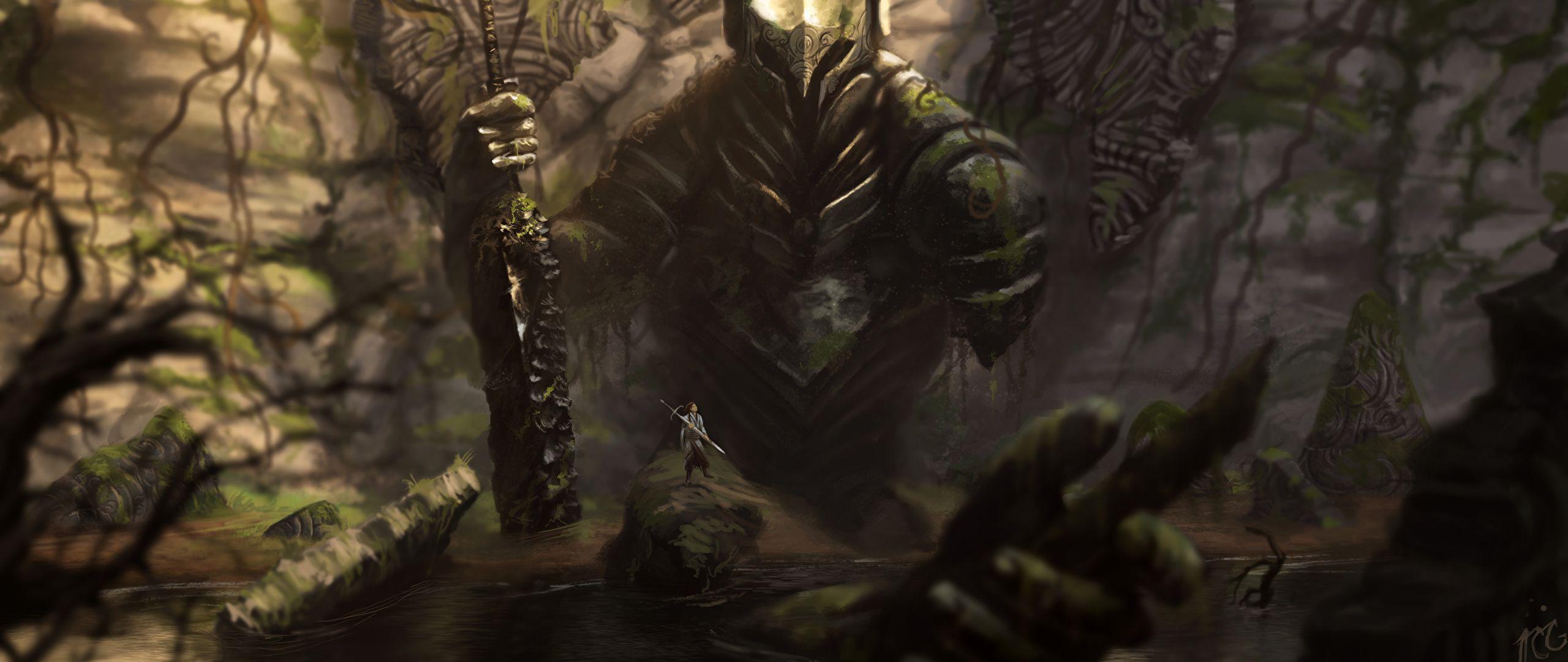2560x1080 Wallpaper Swords Warriors Fantasy 2560x1080