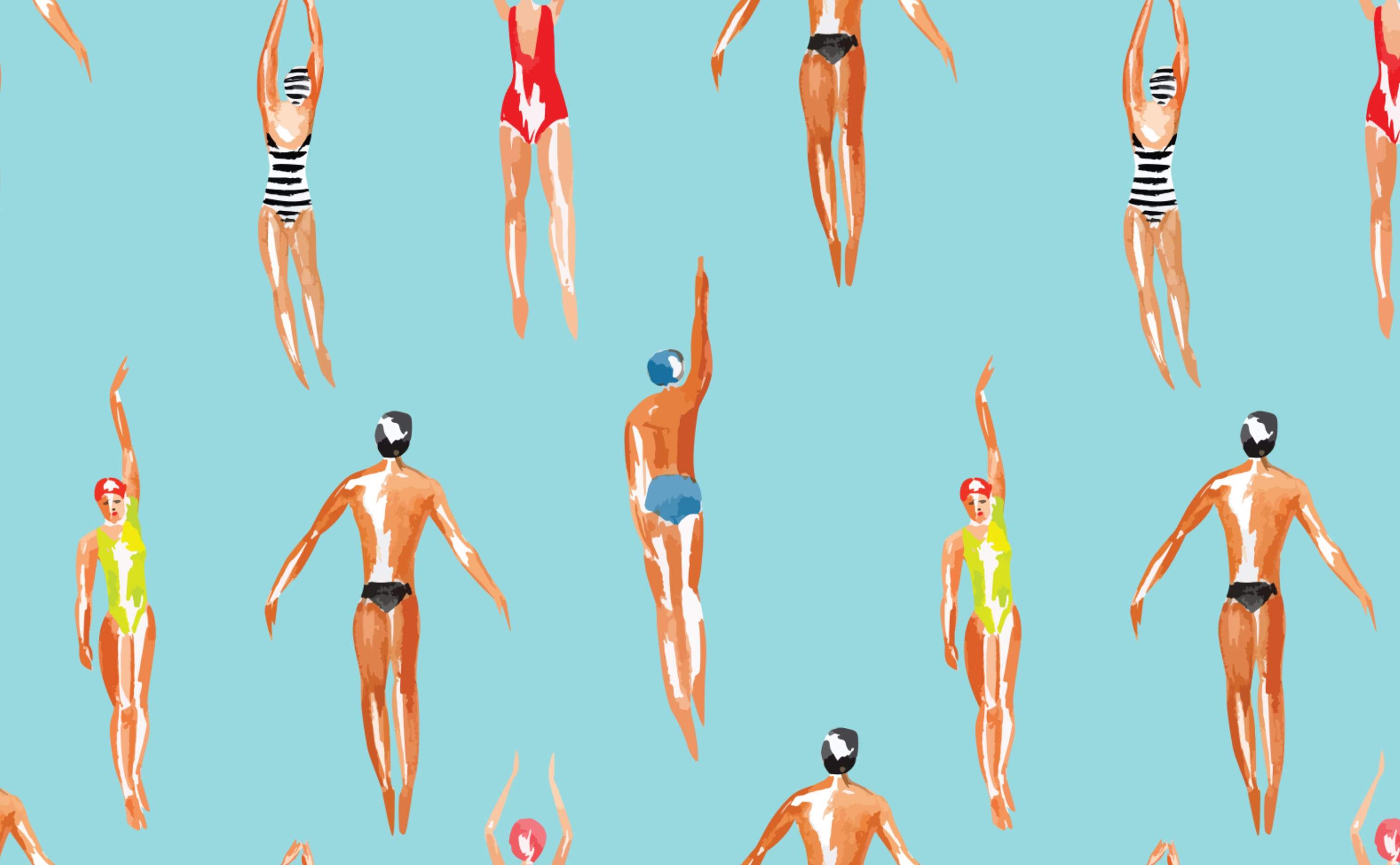 3028x1872 Swimmers in Water Wallpaper for Walls