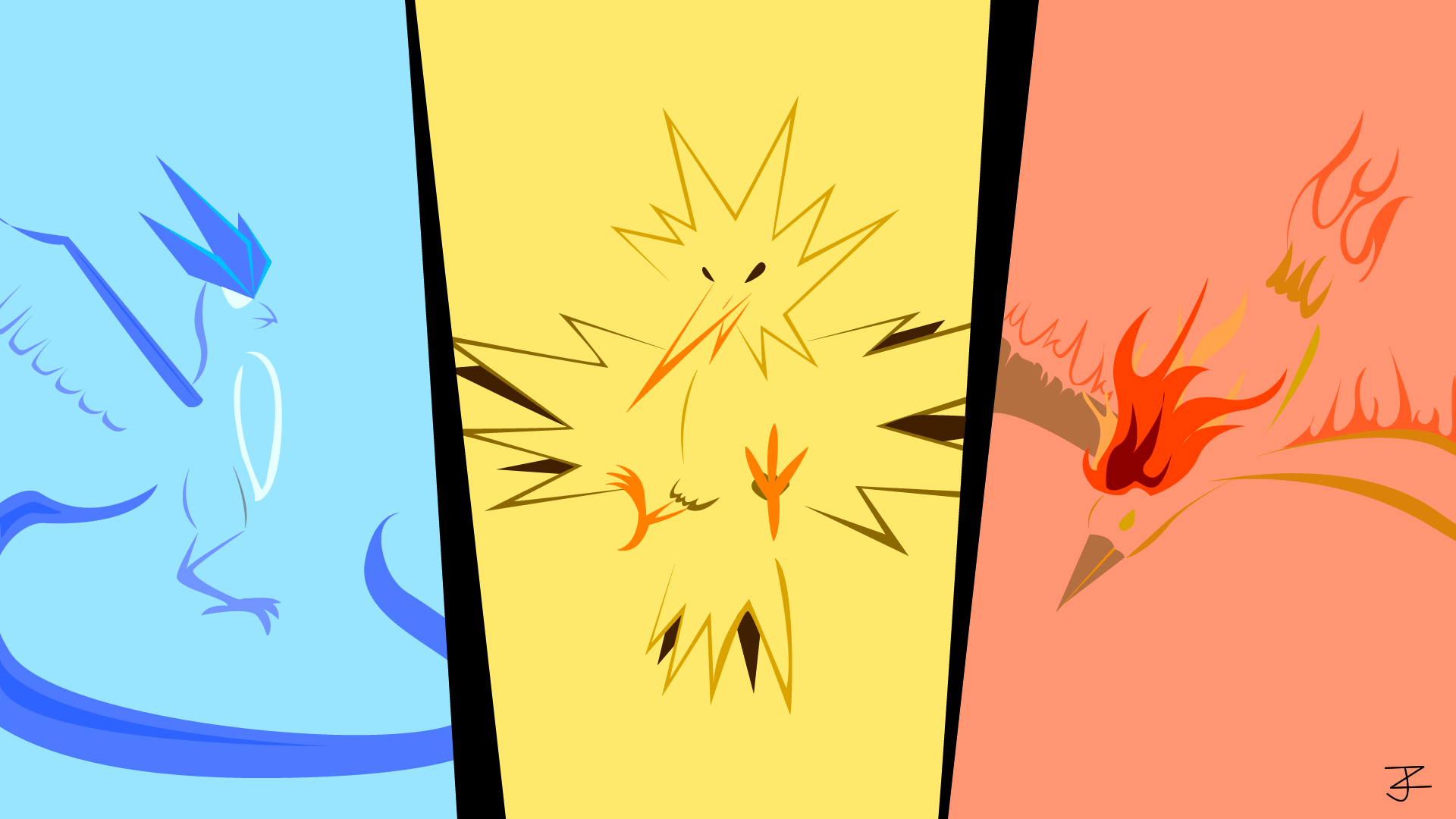 1920x1080 Legendary Birds wallpaper I did a few years back![OC]. Pokemon