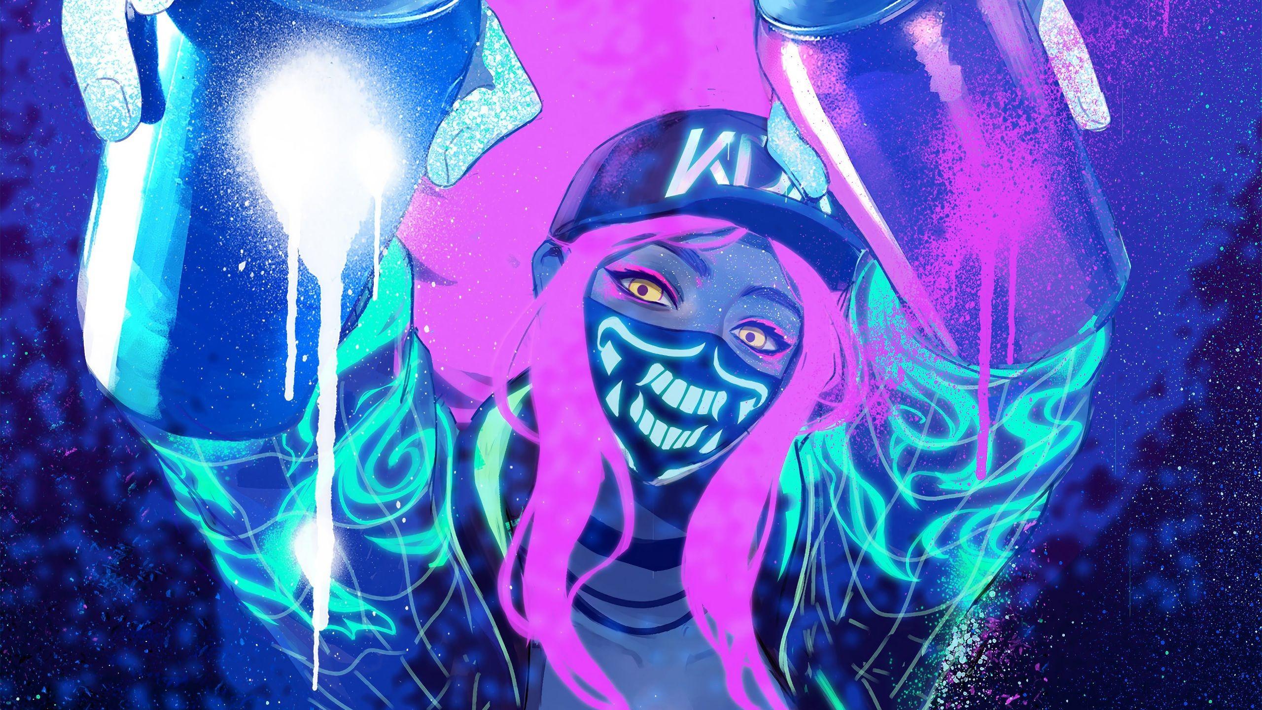 2560x1440 Wallpaper 4k K DA Akali Neon LoL League Of Legends Lol Akali, K DA