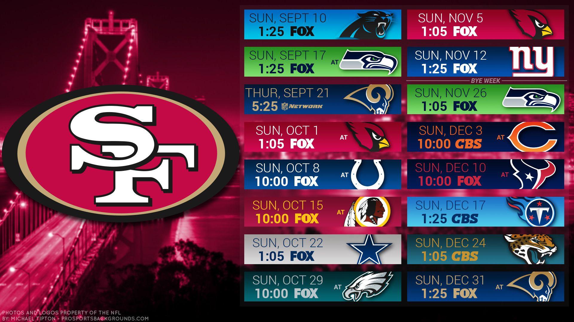 1920x1080 49ers 2018 Schedule Wallpaper