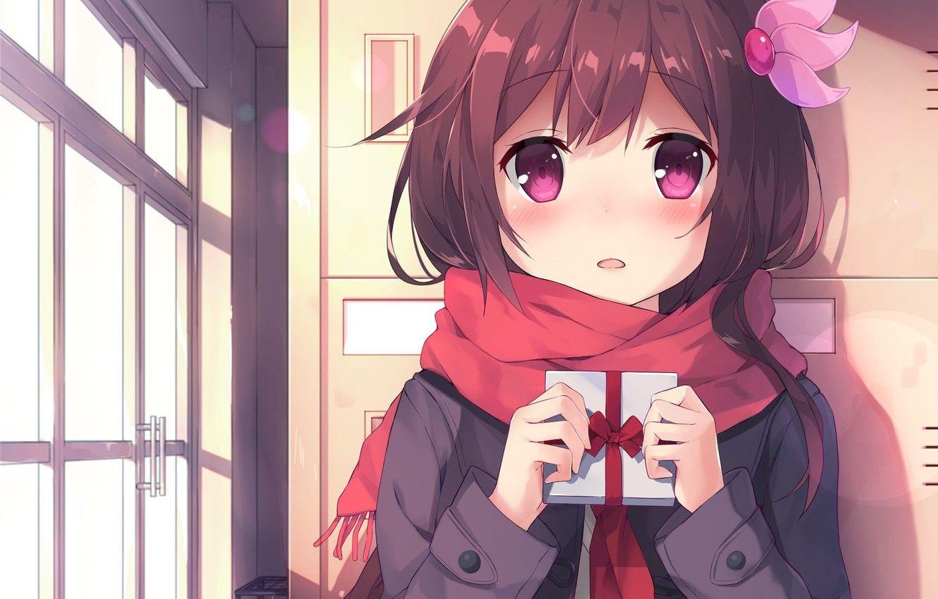 1332x850 Wallpaper girl, anime, pretty, valentine's day, asian, japanese