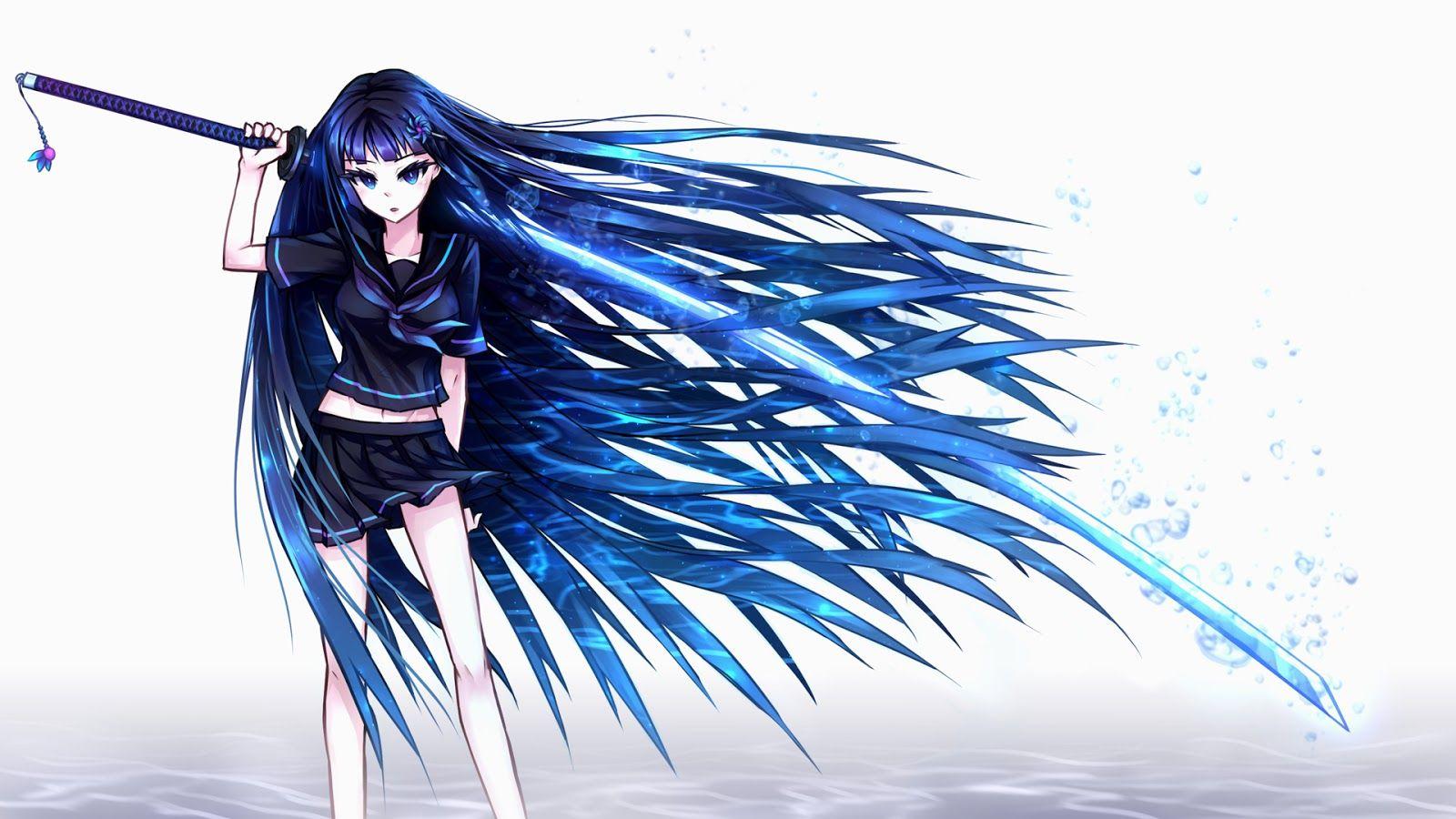 1600x900 hd wallpaper: Cute School Girl Long Katana 1999