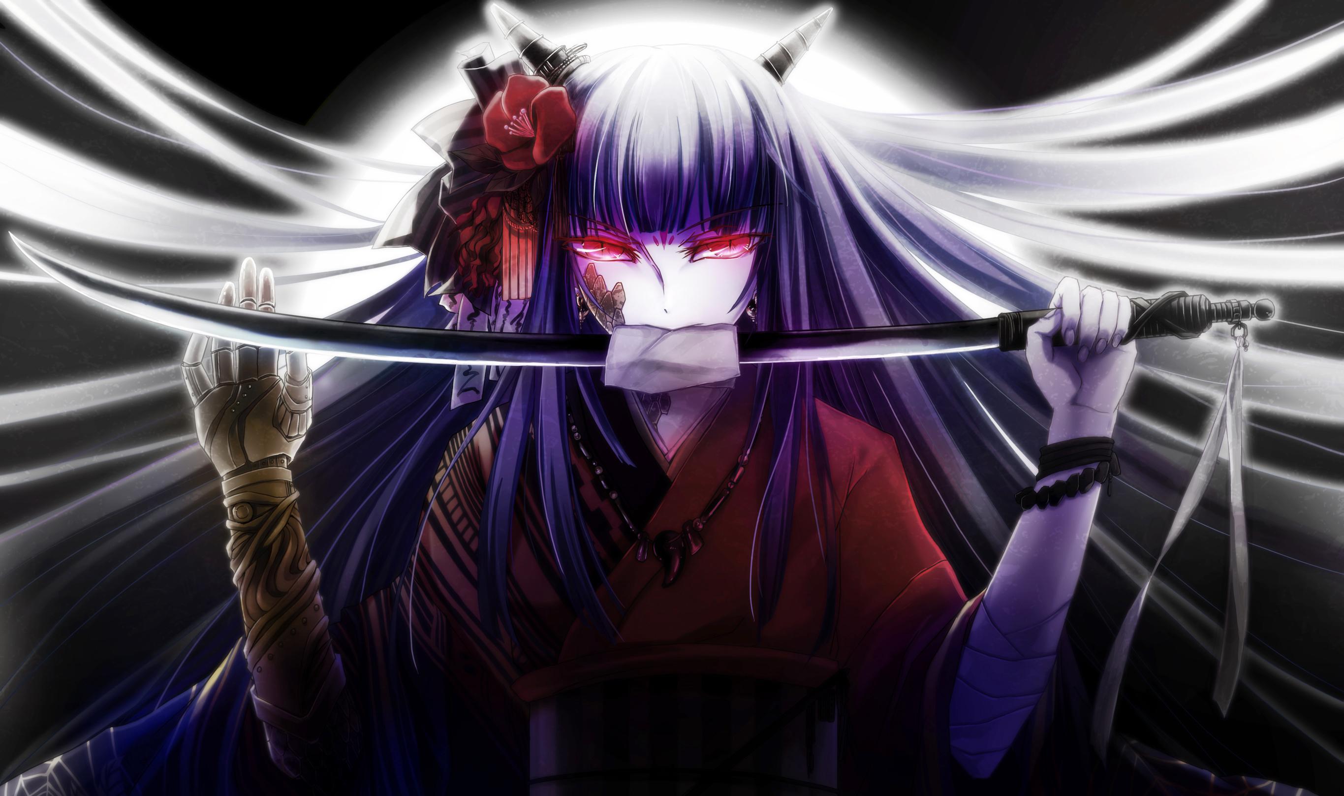 2731x1617 wallpaper girl, anime, katana, kimono HD : Widescreen : High
