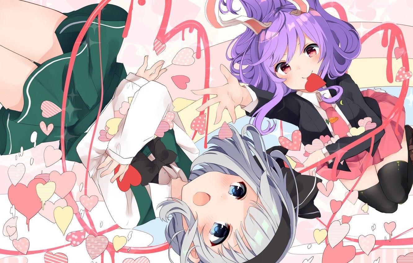 1332x850 Wallpaper Hearts, Anime, Valentine's day, Touhou, Touhou image