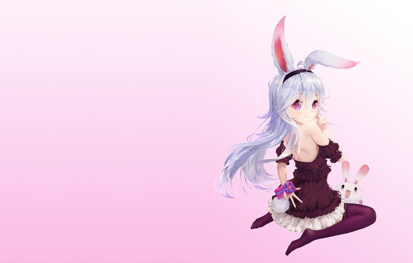 1332x850 Wallpaper holiday, gift, anime, art, Bunny, Valentine, heart