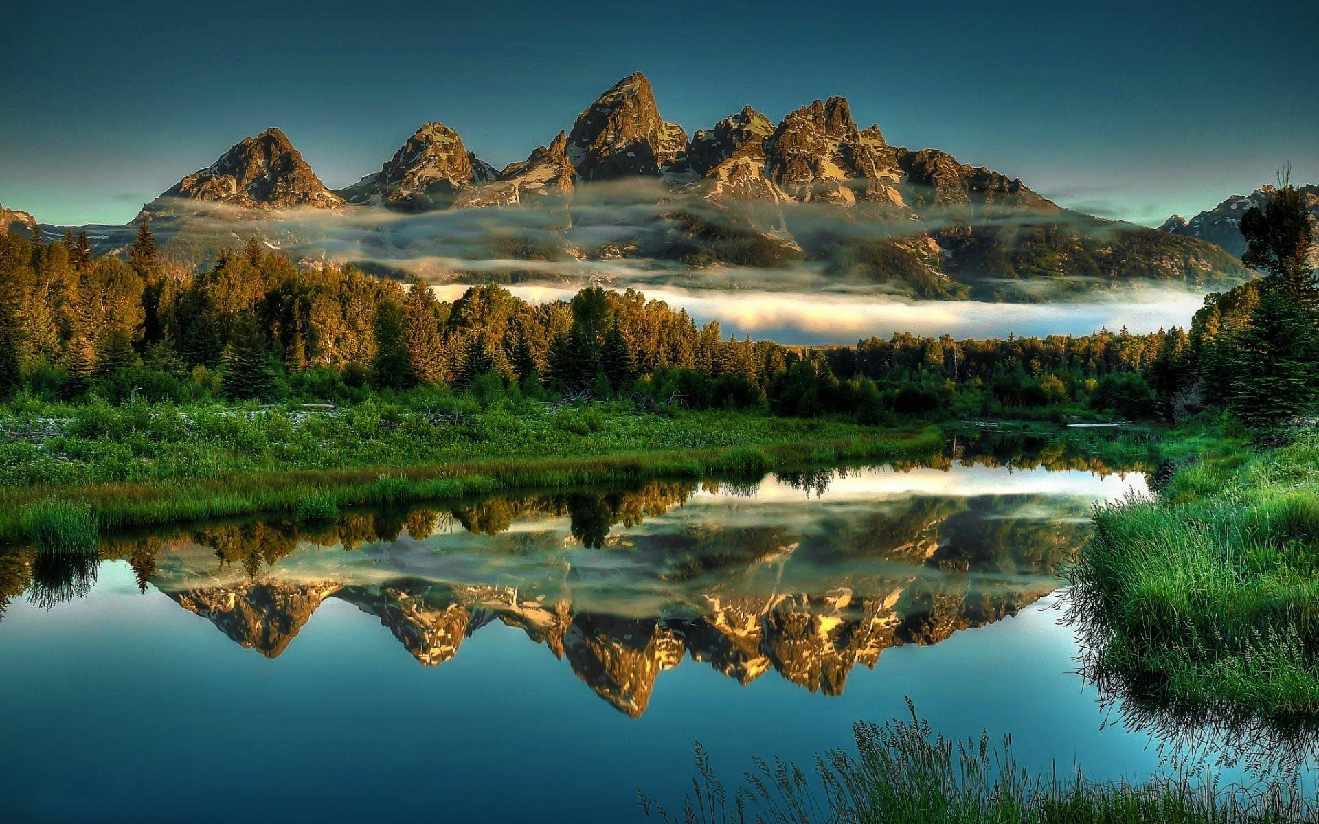 1920x1200 Download wallpaper ponds, mountains, national park, beaver