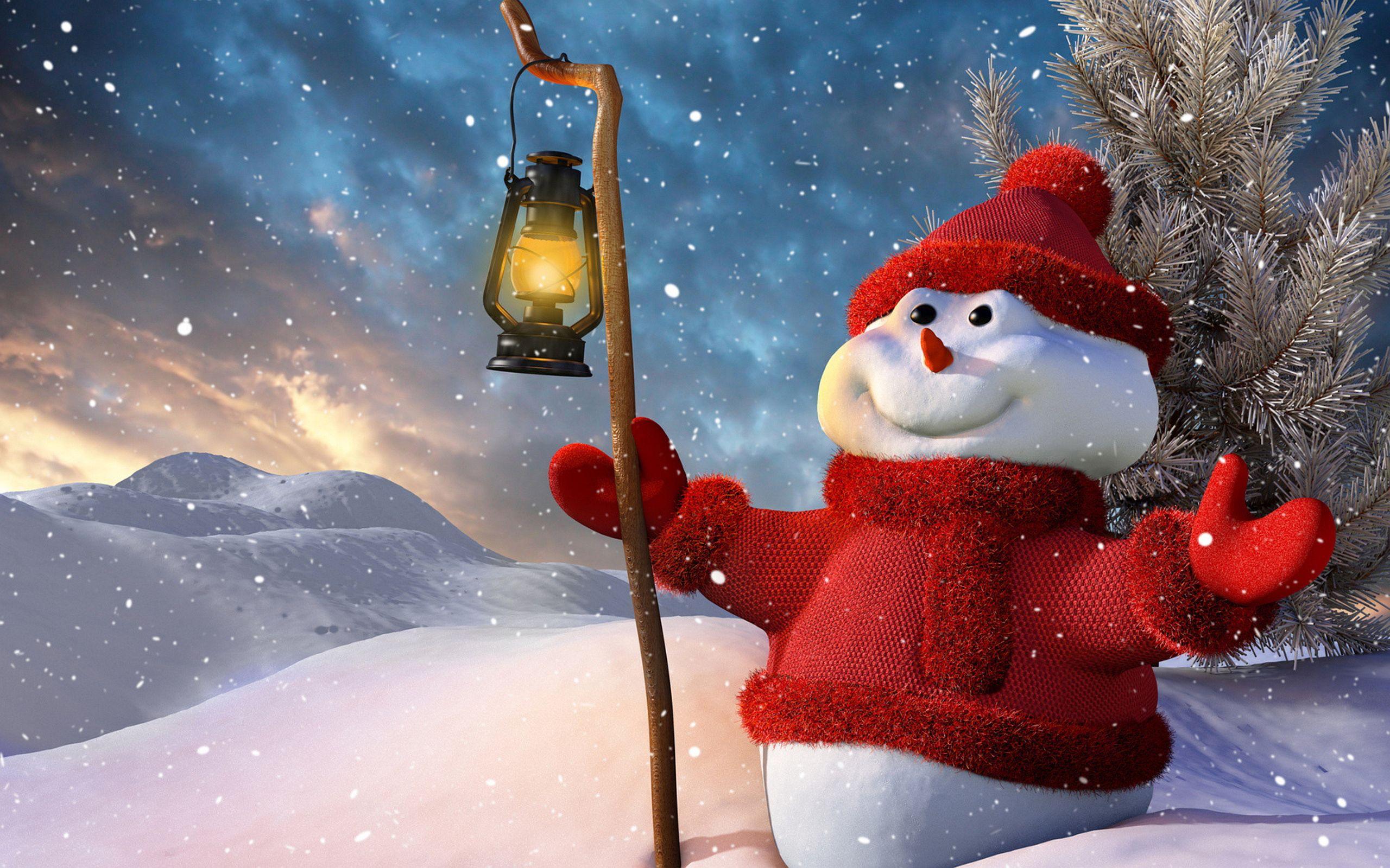 2560x1600 HD Snowman Wallpaper