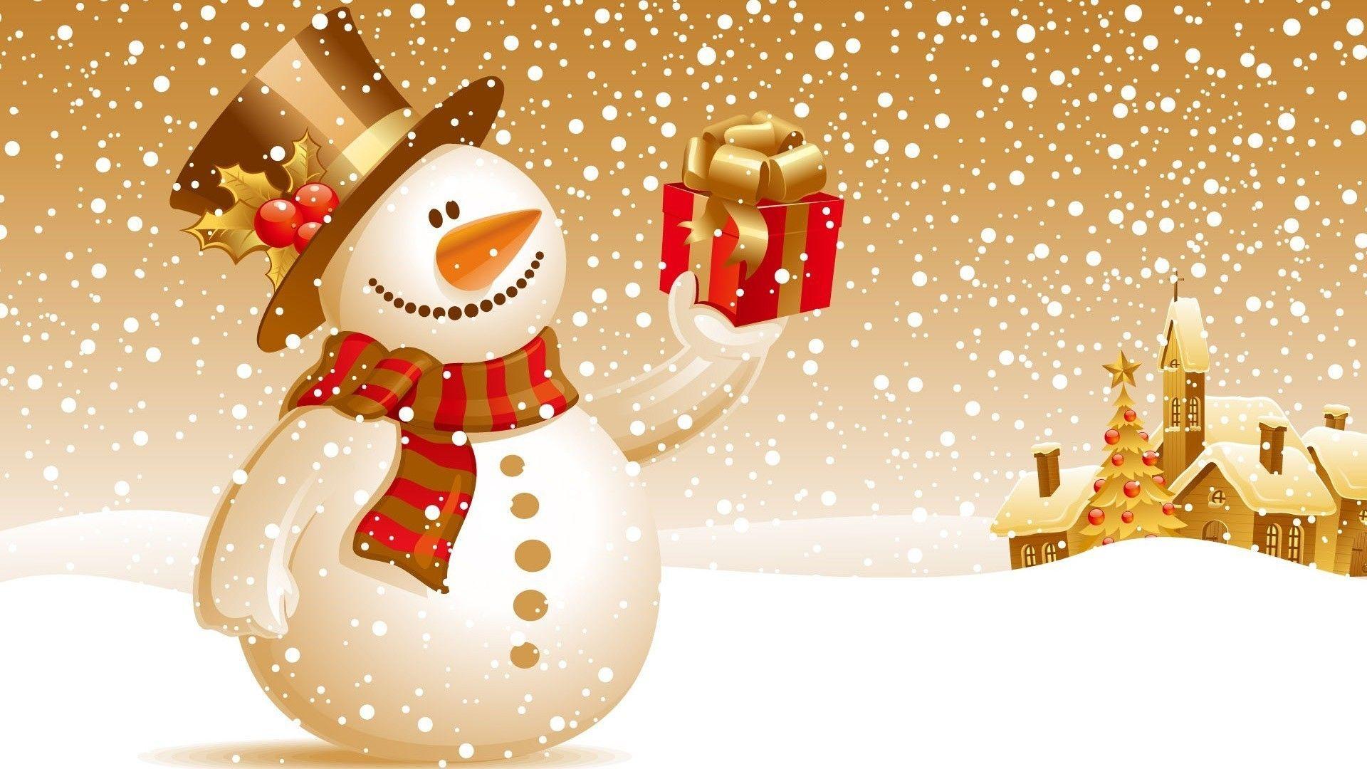 1920x1080 Snowman Present HD Wallpaper FullHDWpp HD Wallpaper
