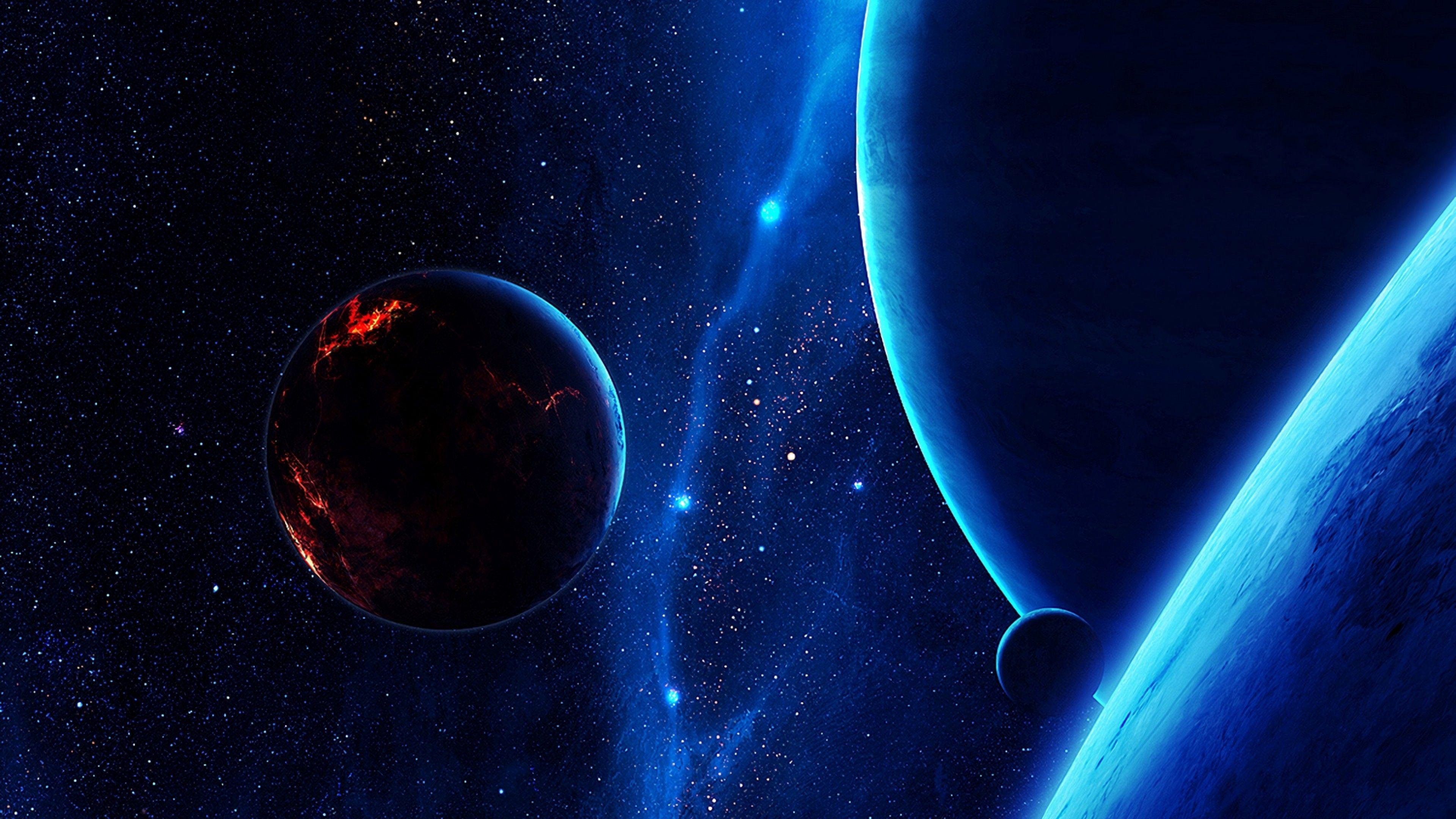 3840x2160 Satellites flying all over the universe HD Wallpaper 4K Ultra HD