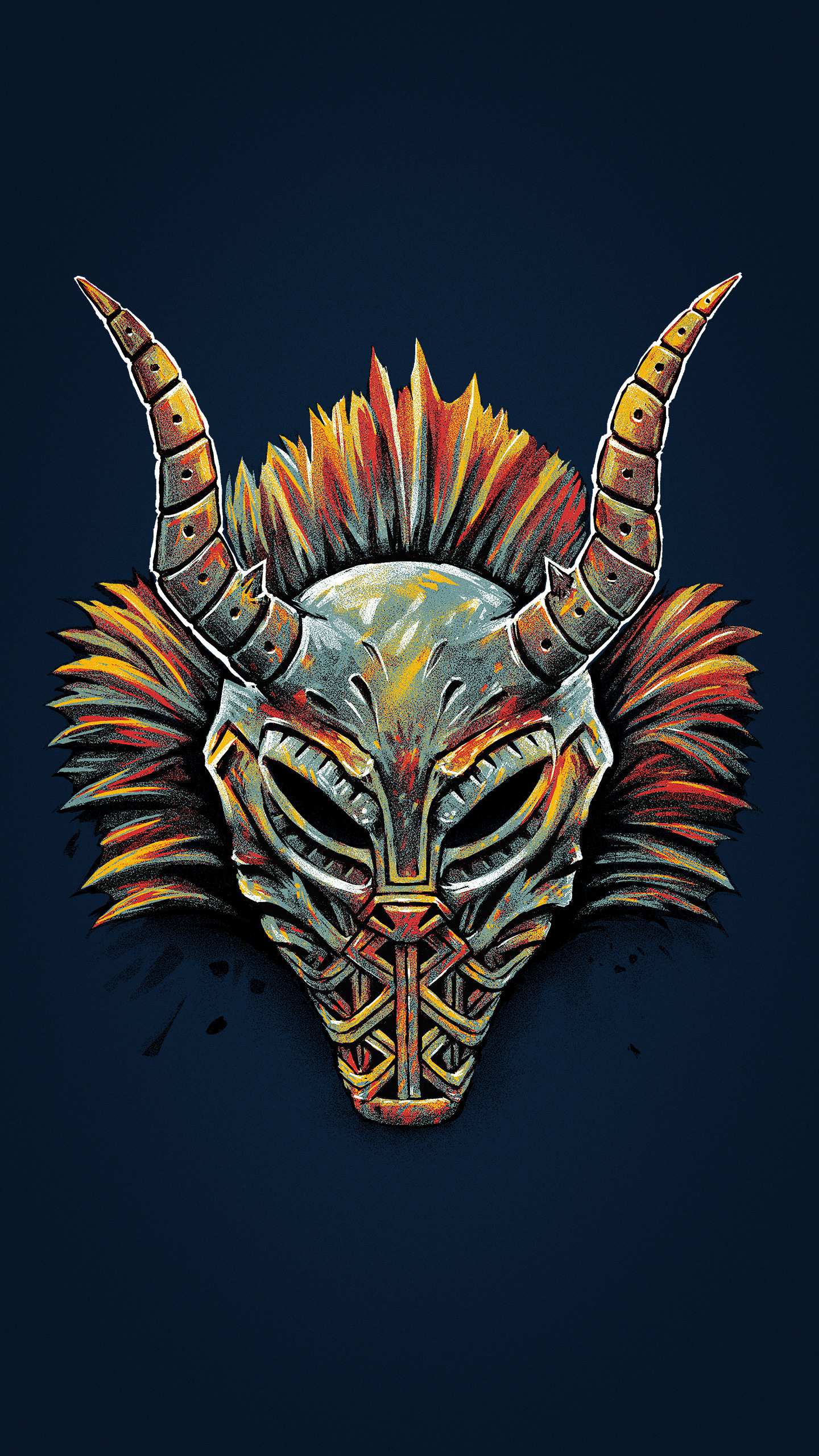 1440x2560 Black Panther Killmonger Tribal Mask Wallpaper