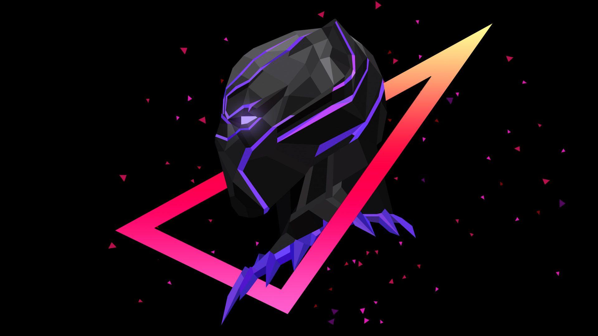1920x1080 Black Panther Low Poly Wallpaper