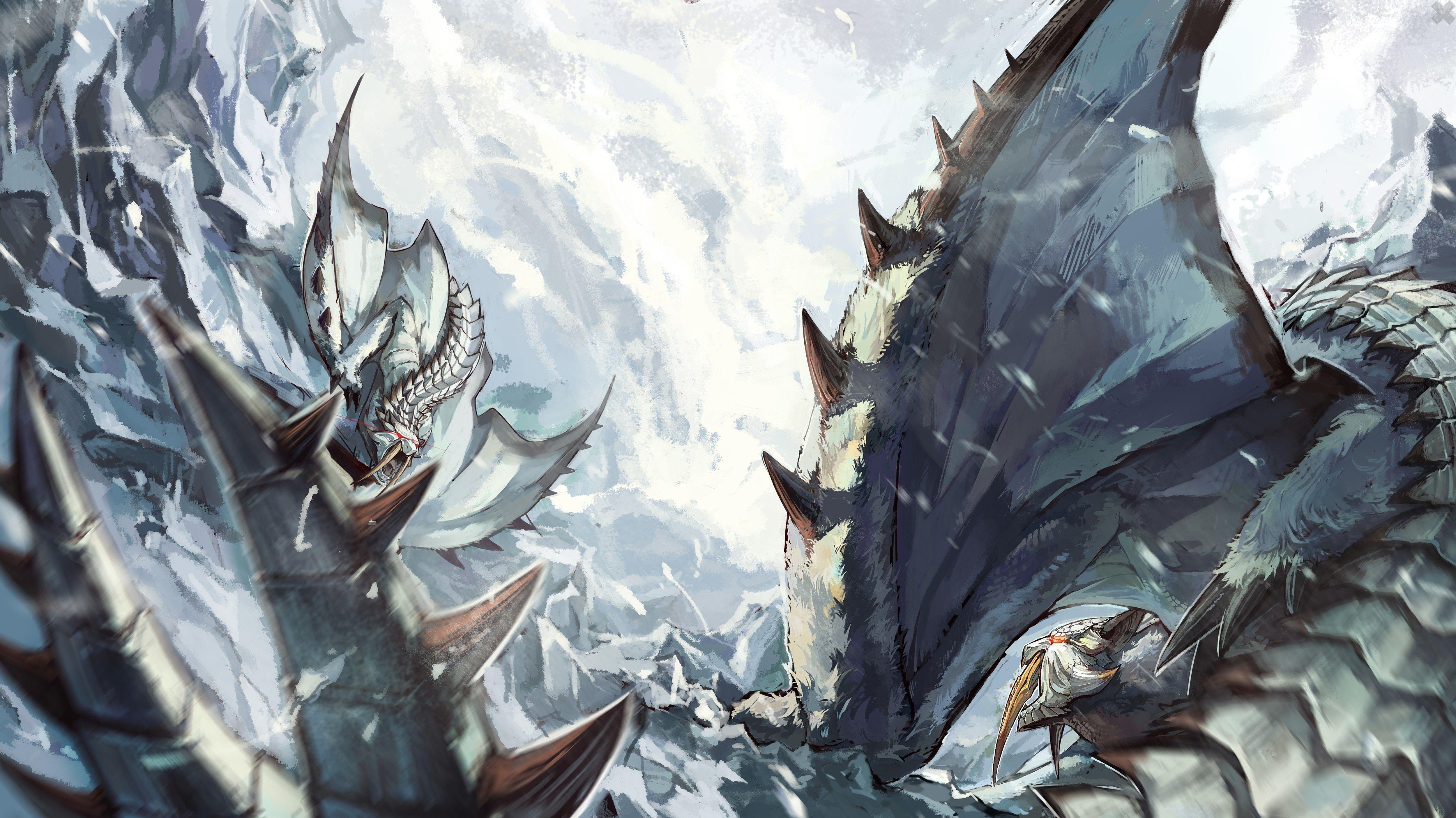 5000x2808 fantasy Art, Dragon, Monster Hunter Wallpaper HD / Desktop