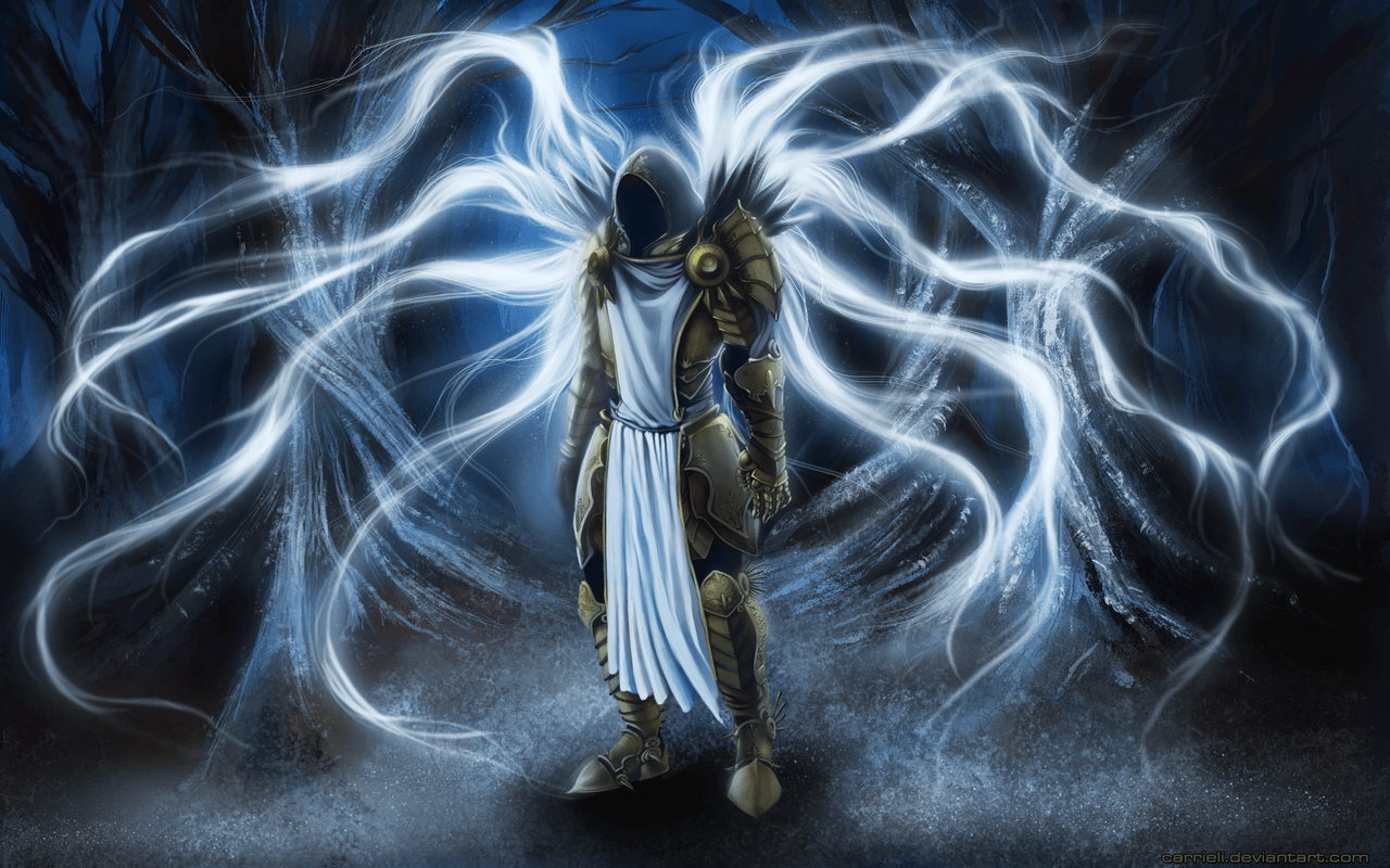 1280x800 video games wings armor Tyrael artwork Diablo III carrieli